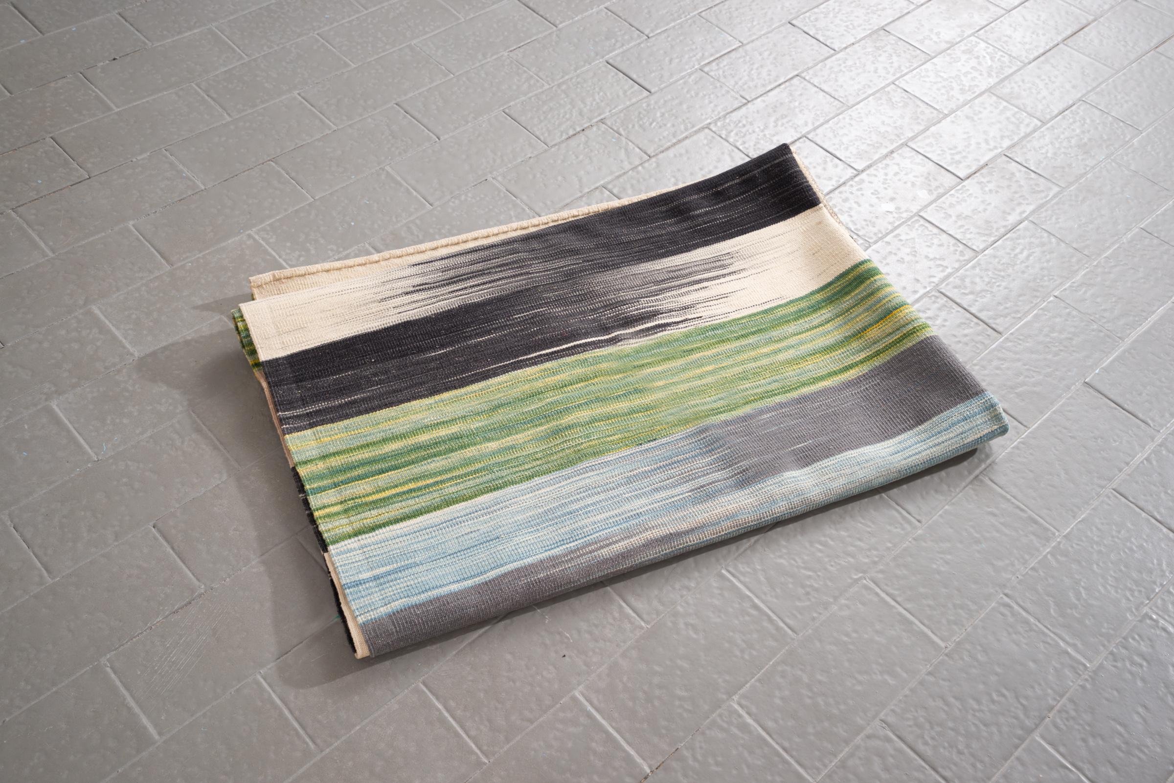 New Weave Fine Mazandaran Minimalist Checkered Persian Kilim Rug