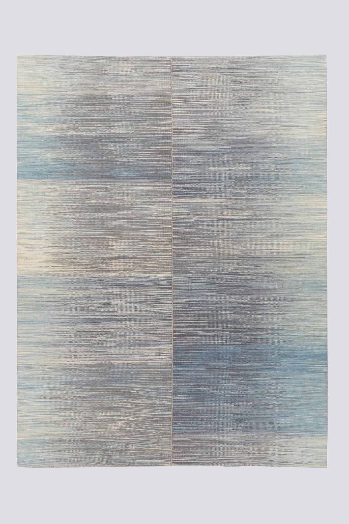 New Weave Undiscovered Minimalism Fine Blue and Grey Kilim 3.1 SQM