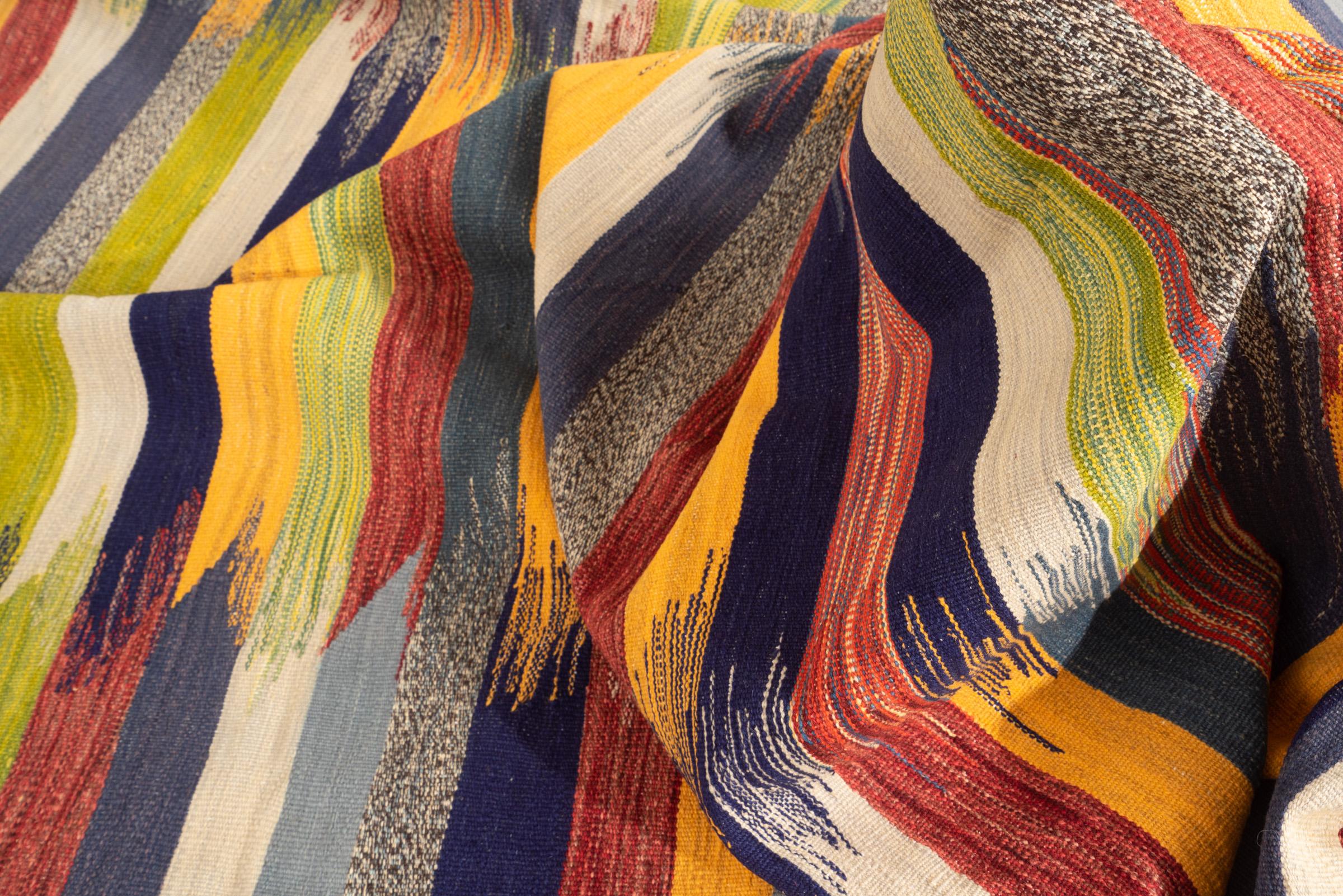 New Weave Fine Mazandaran Minimalist Markers Persian Kilim Rug