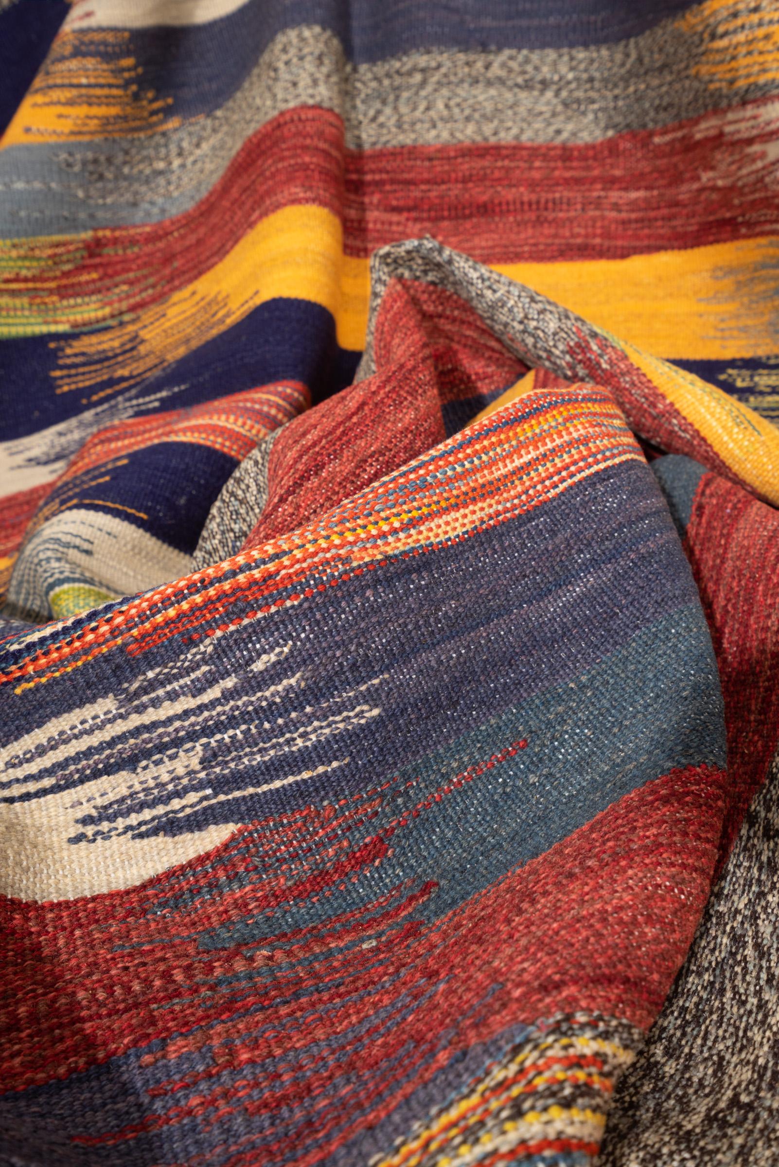 New Weave Fine Mazandaran Minimalist Markers Persian Kilim Rug