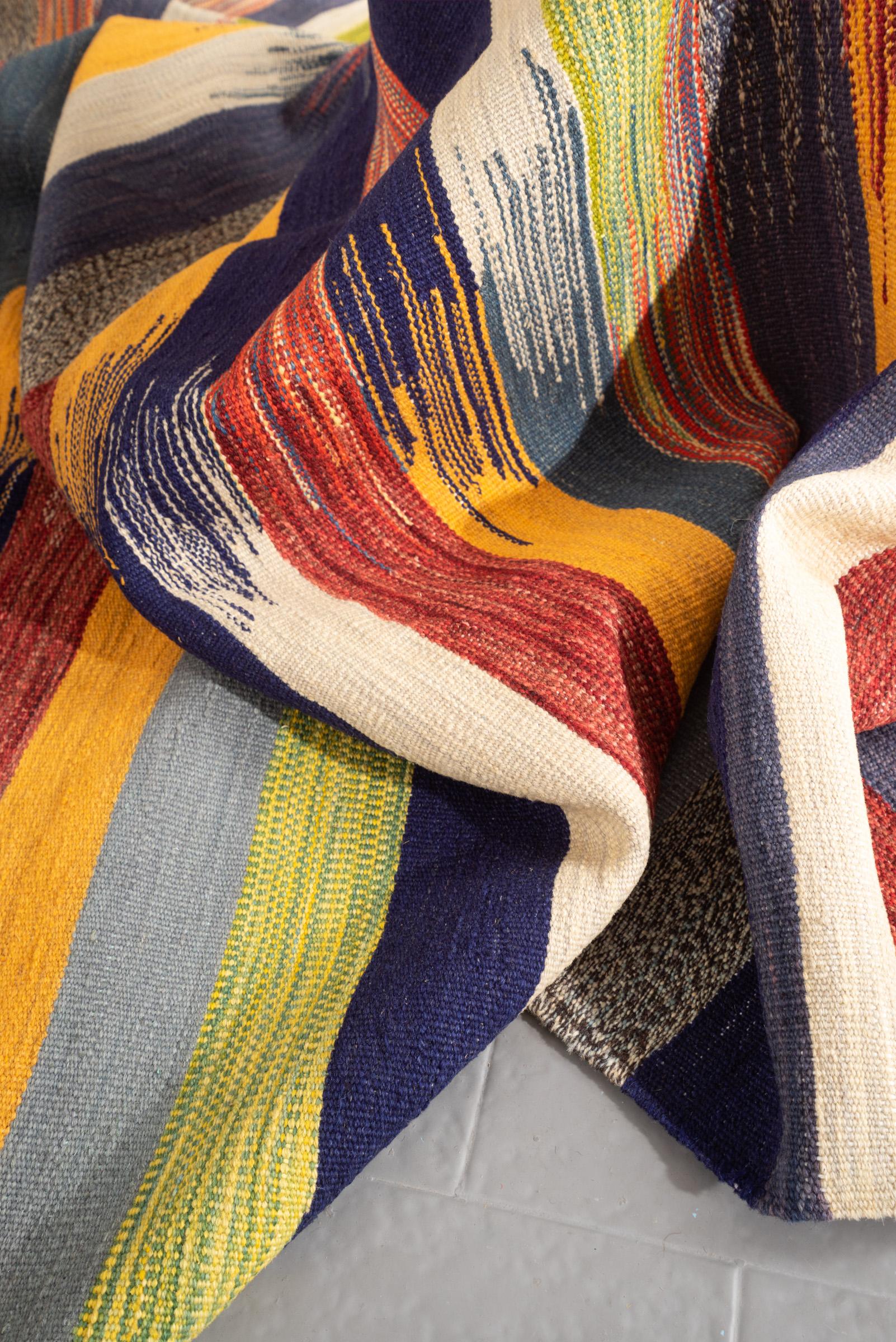 New Weave Fine Mazandaran Minimalist Markers Persian Kilim Rug