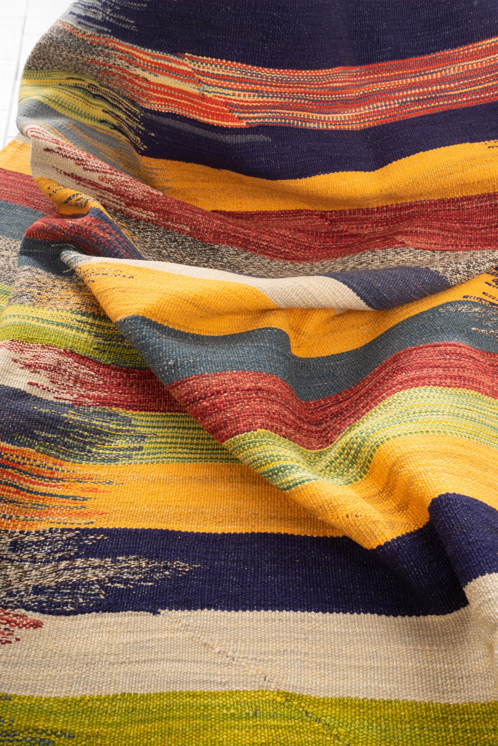 New Weave Fine Mazandaran Minimalist Markers Persian Kilim Rug