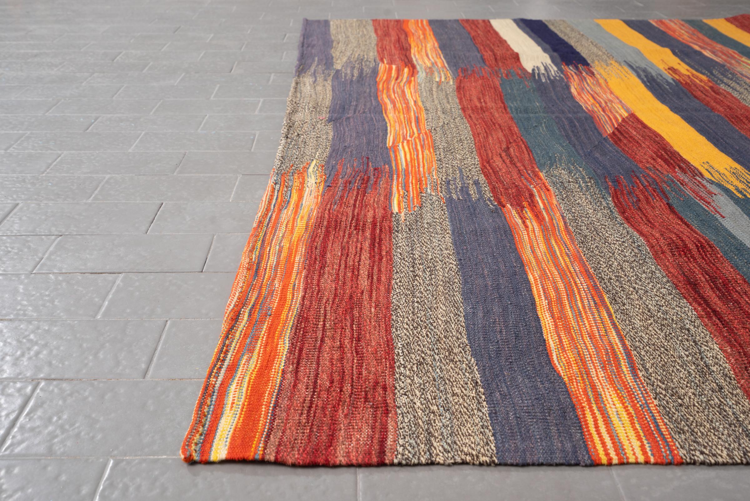 New Weave Fine Mazandaran Minimalist Markers Persian Kilim Rug