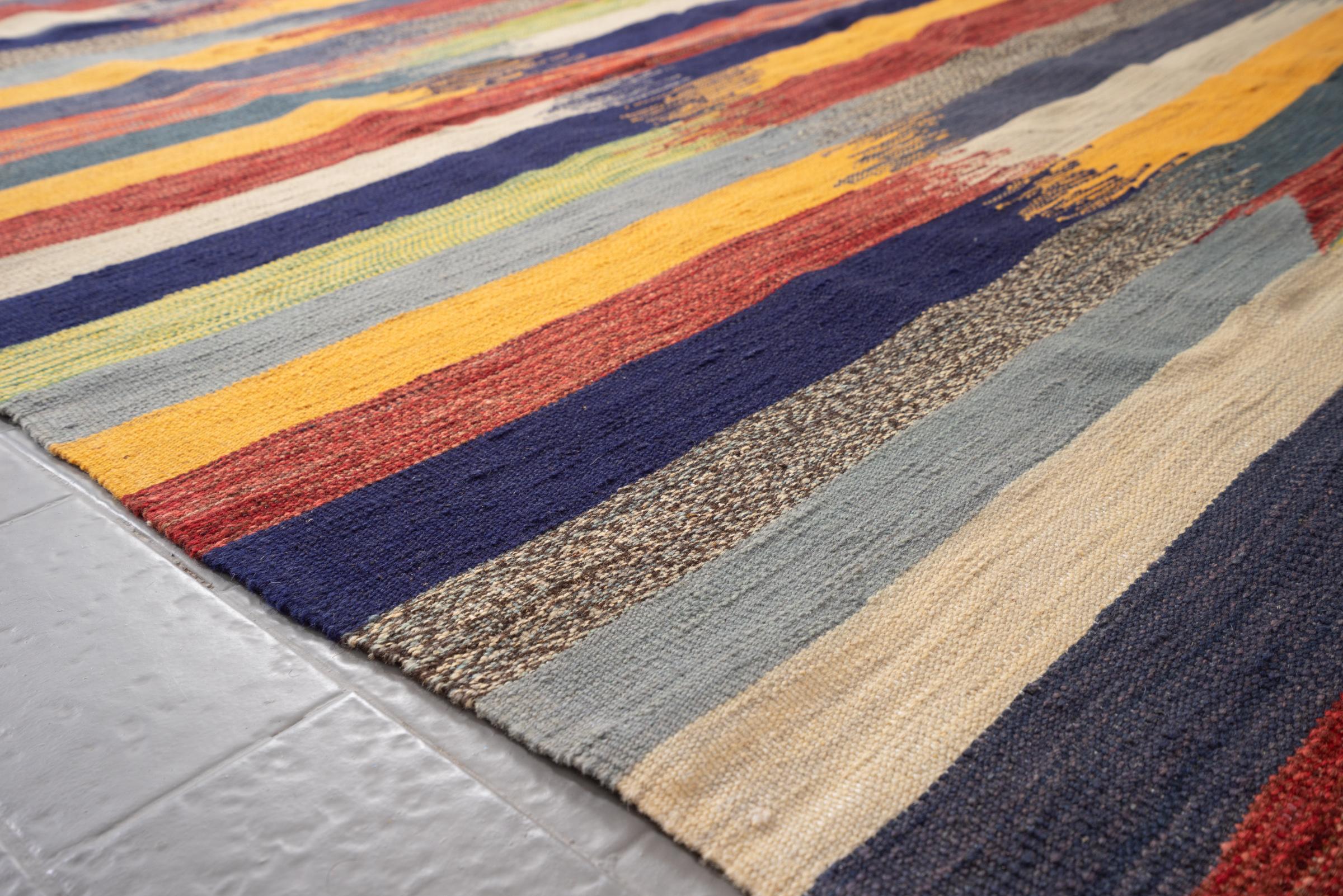 New Weave Fine Mazandaran Minimalist Markers Persian Kilim Rug