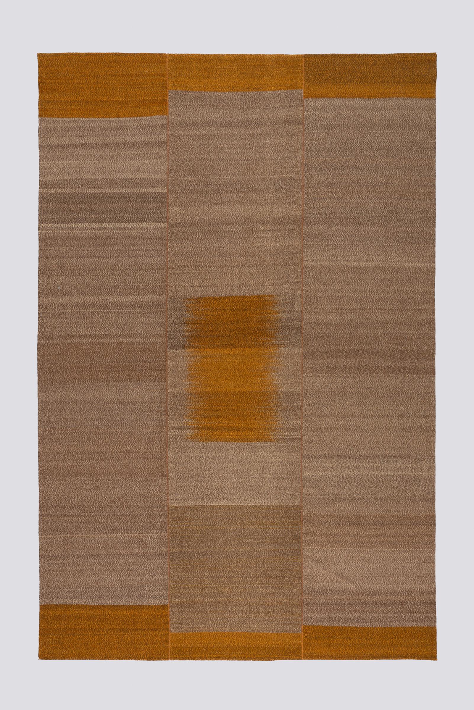 New Weave Undiscovered Minimalism Fine Pepper and Mustard Kilim 7.76 SQM