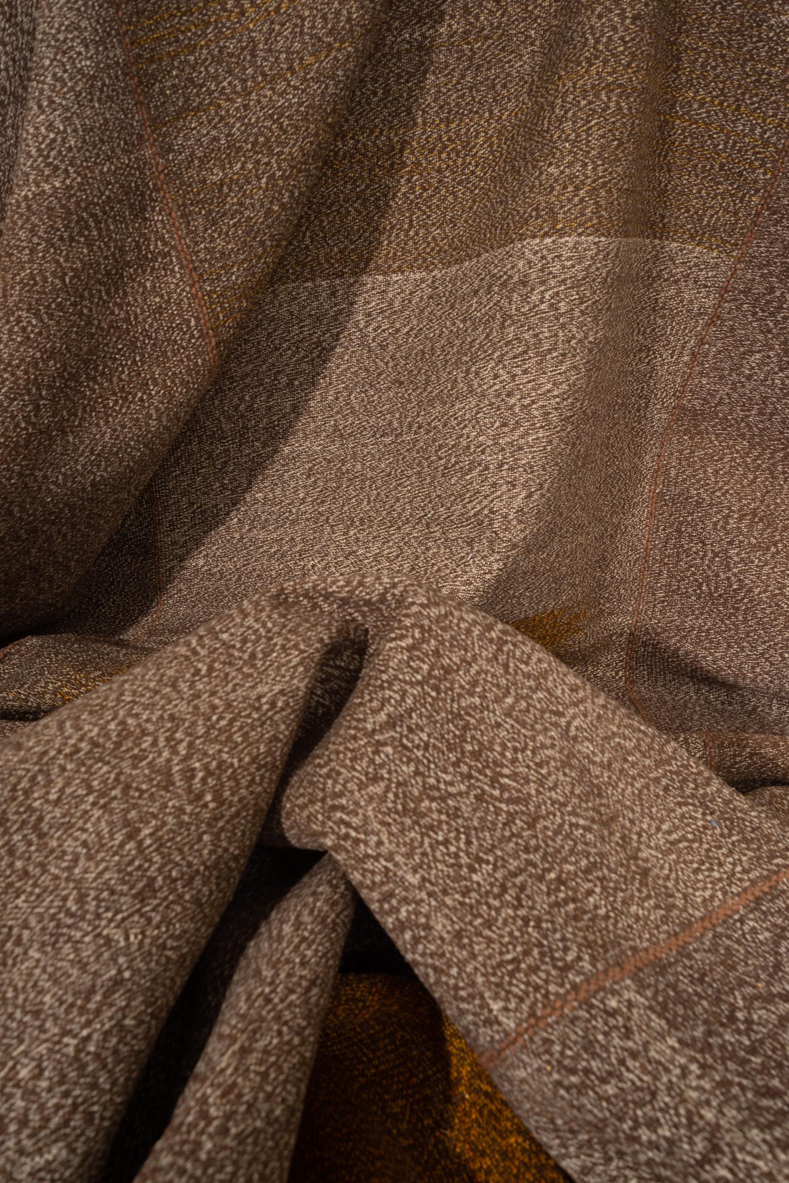 New Weave Fine Mazandaran Minimalist Pepper and Mustard Persian Kilim Rug