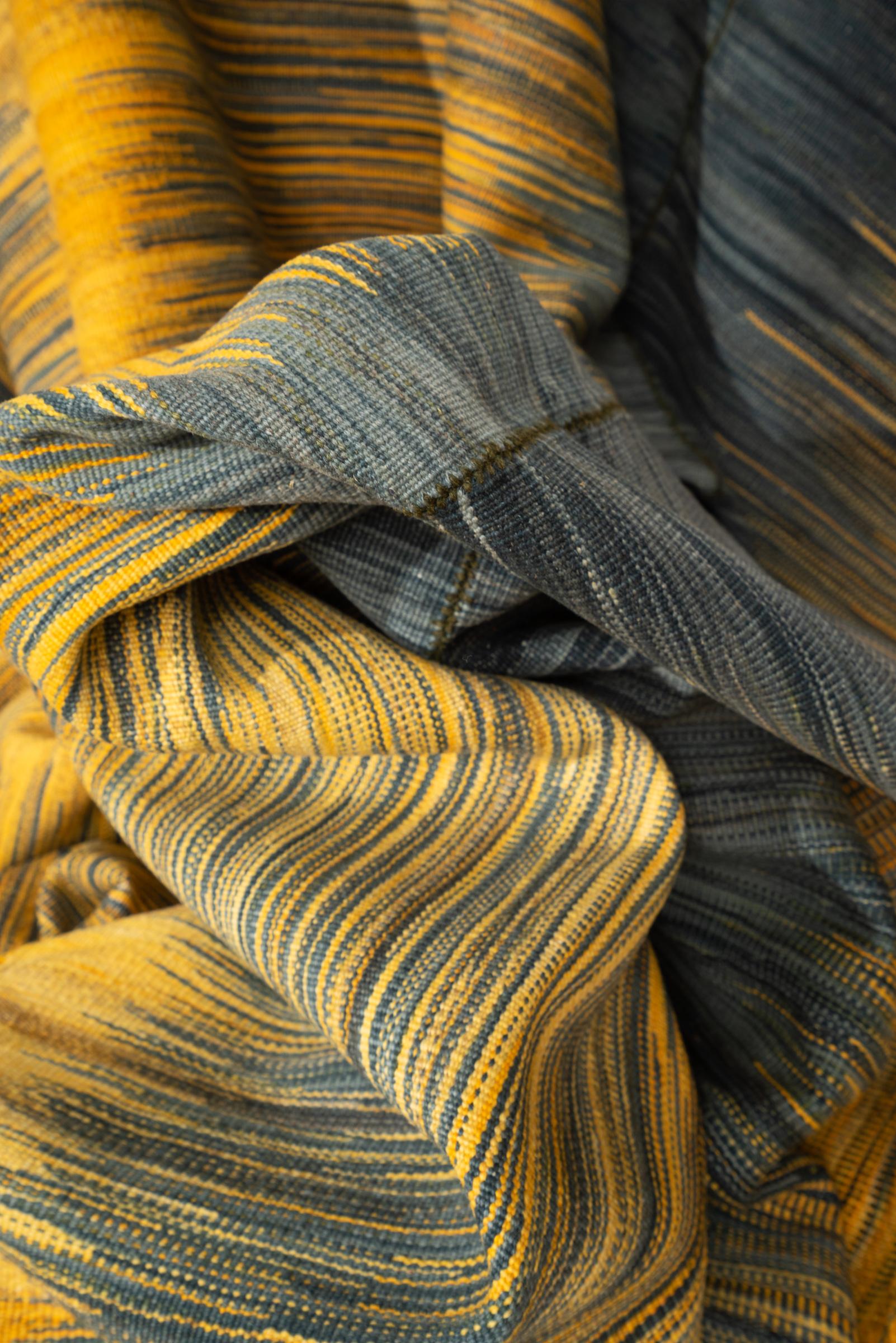 New Weave Undiscovered Minimalism Fine Green Grey and Yellow Kilim 8.62 SQM
