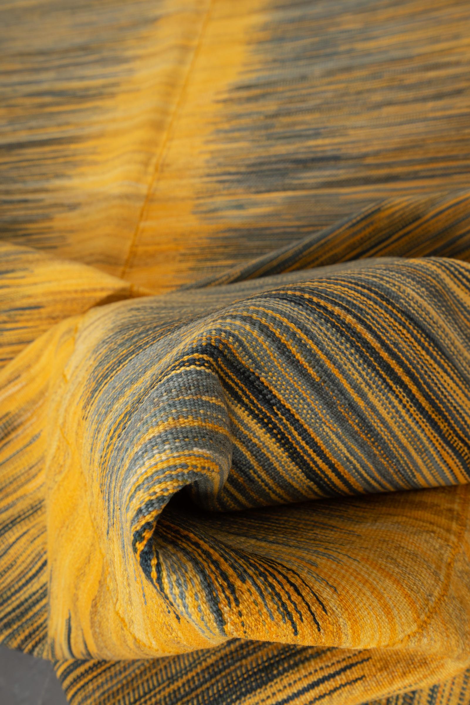 New Weave Undiscovered Minimalism Fine Green Grey and Yellow Kilim 8.62 SQM