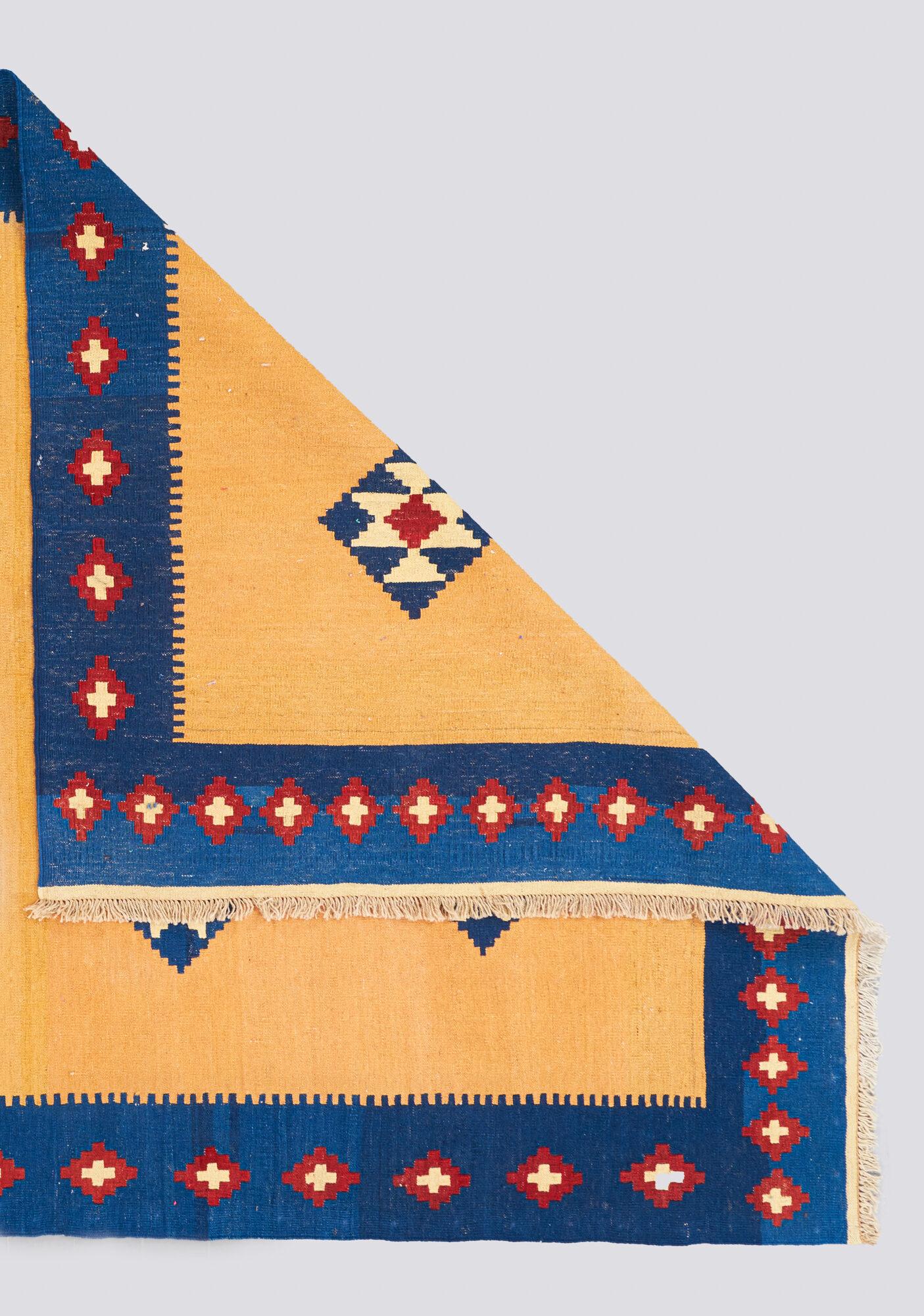 Qashqai Blue and Cream Persian Kilim Rug