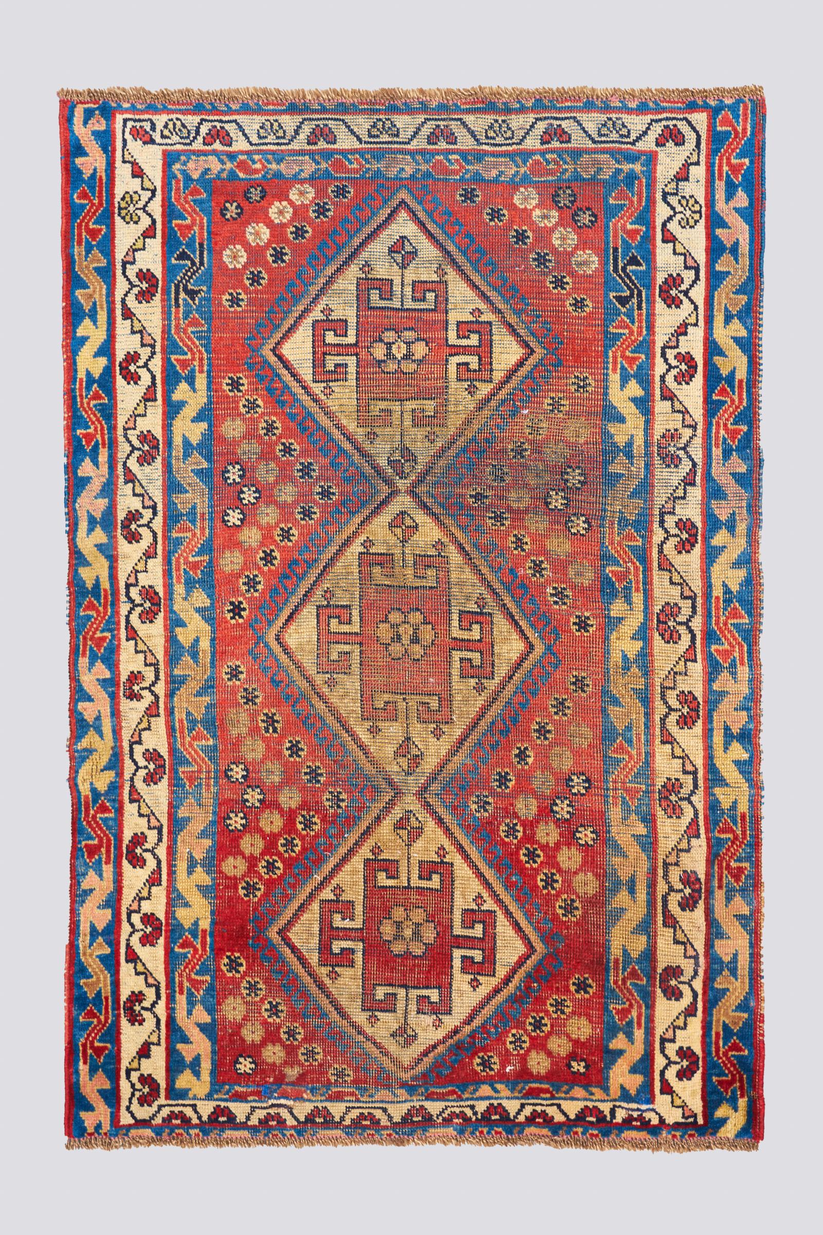 Antique Qashqai triple Toranj Carpet 1.5SQM