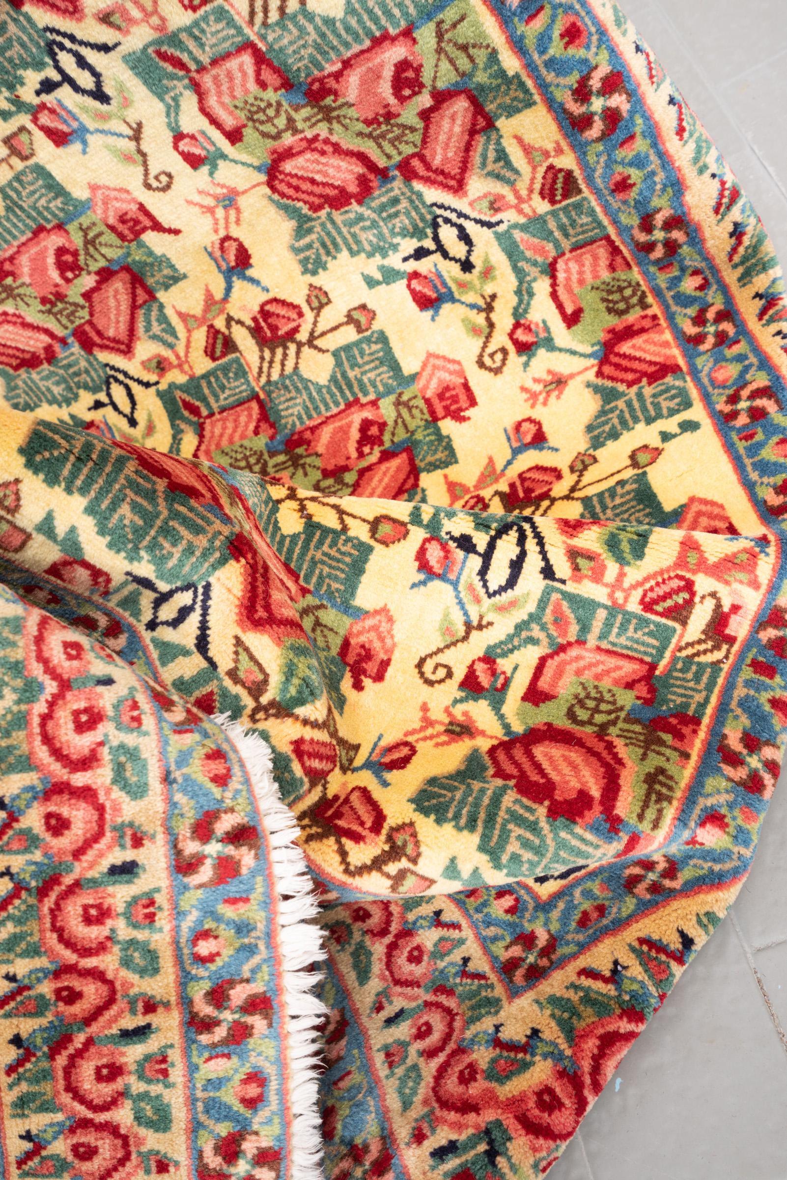 Vintage Esfandeghe Rose Bushes Cream Fine Carpet