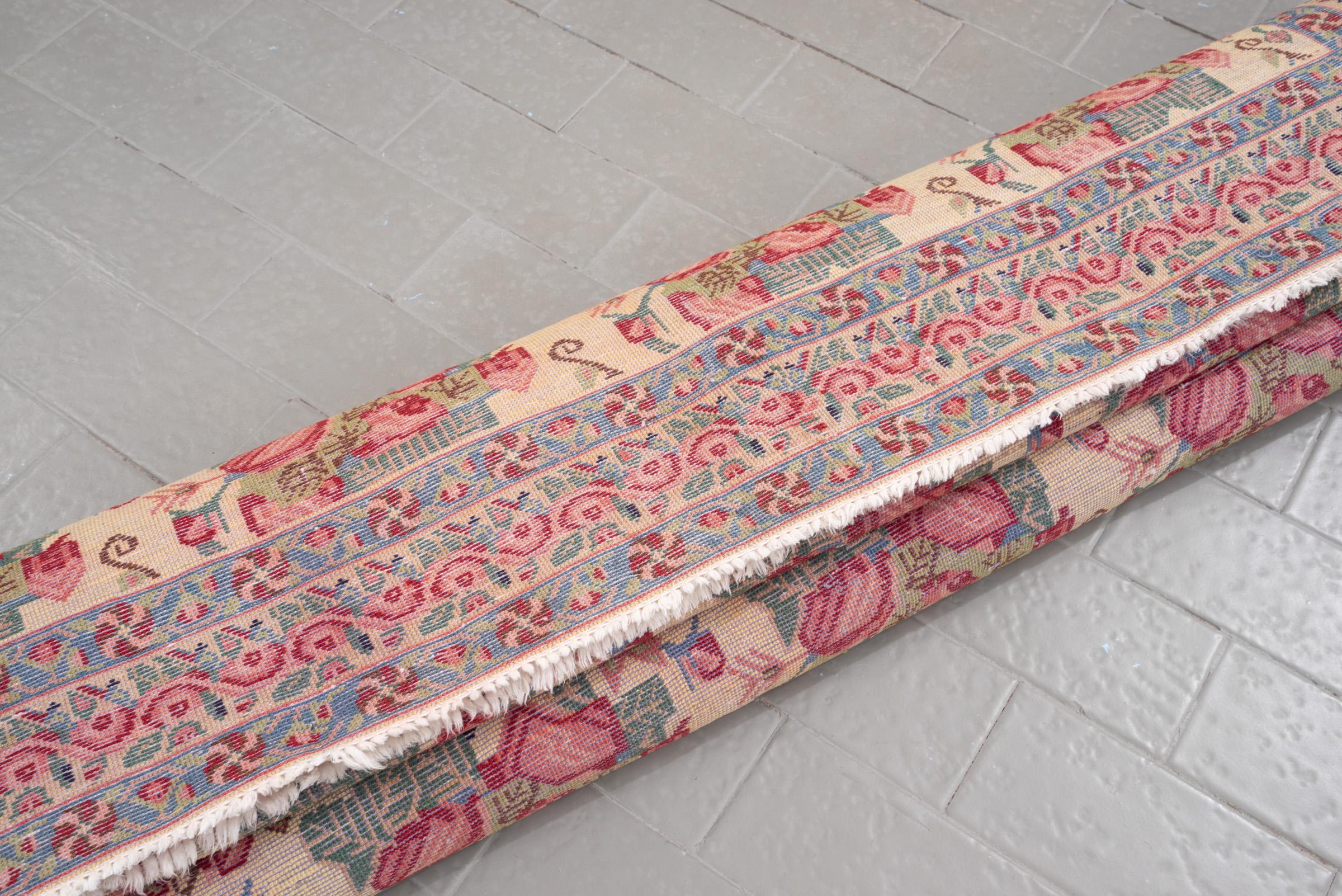 Vintage Esfandeghe Rose Bushes Cream Fine Carpet