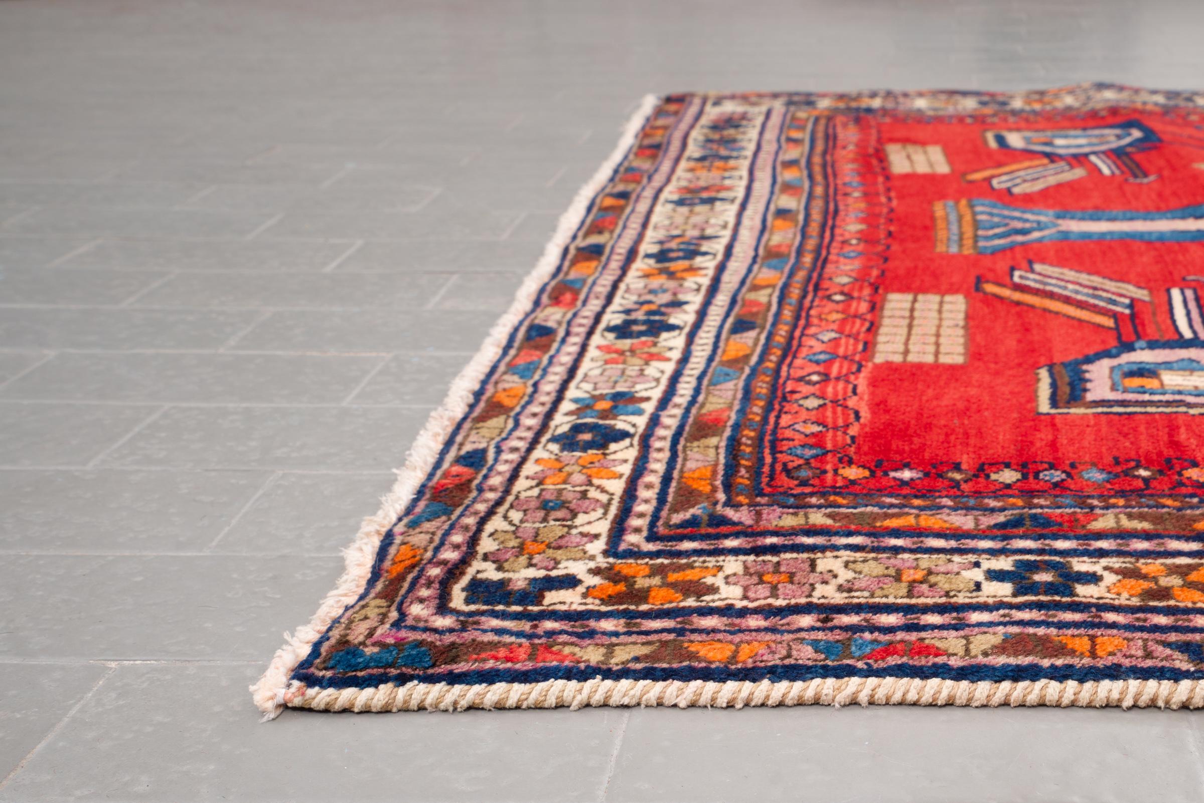 Vintage Afshar Flower Vase Carpet