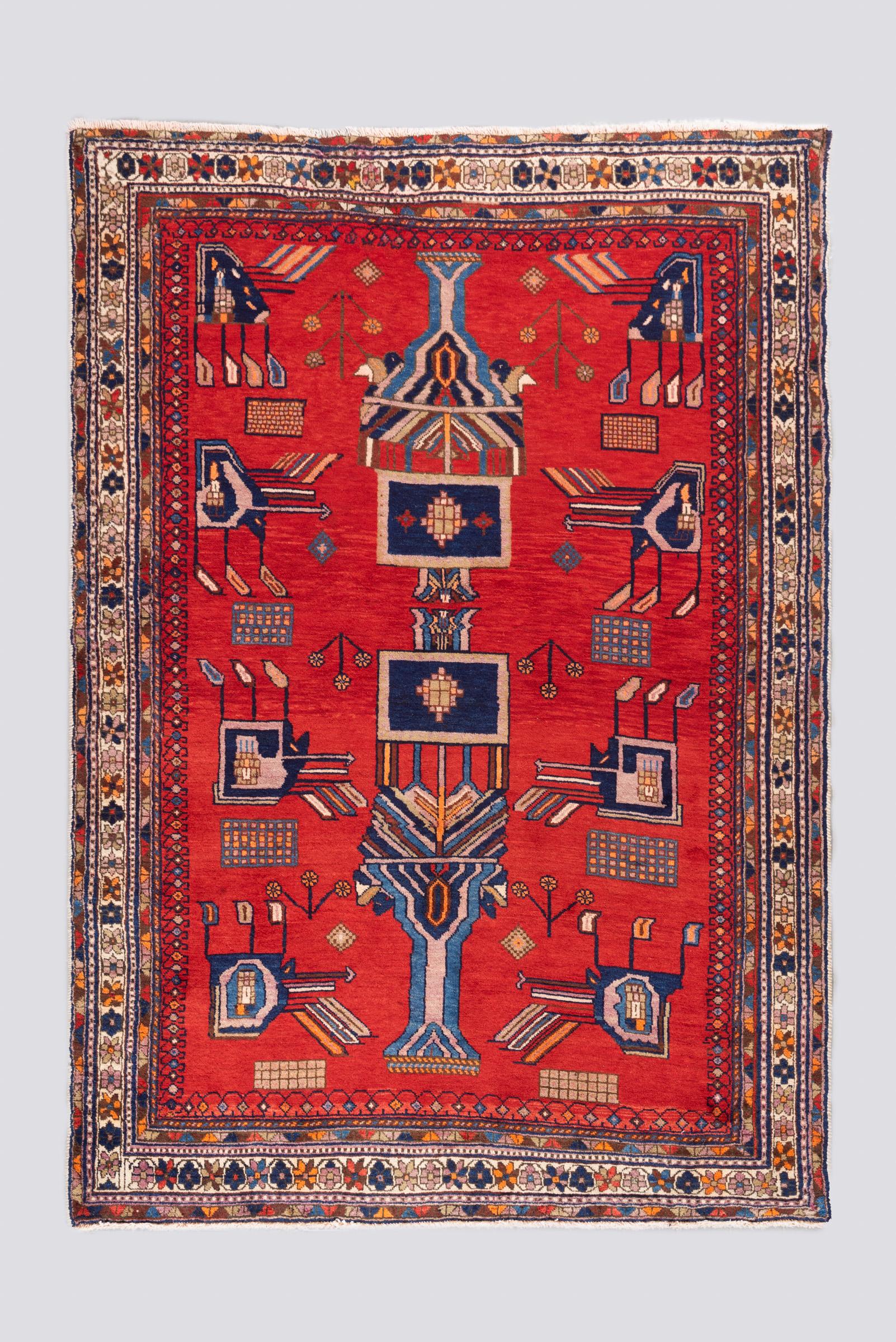 Vintage Afshar Flower Vase Carpet