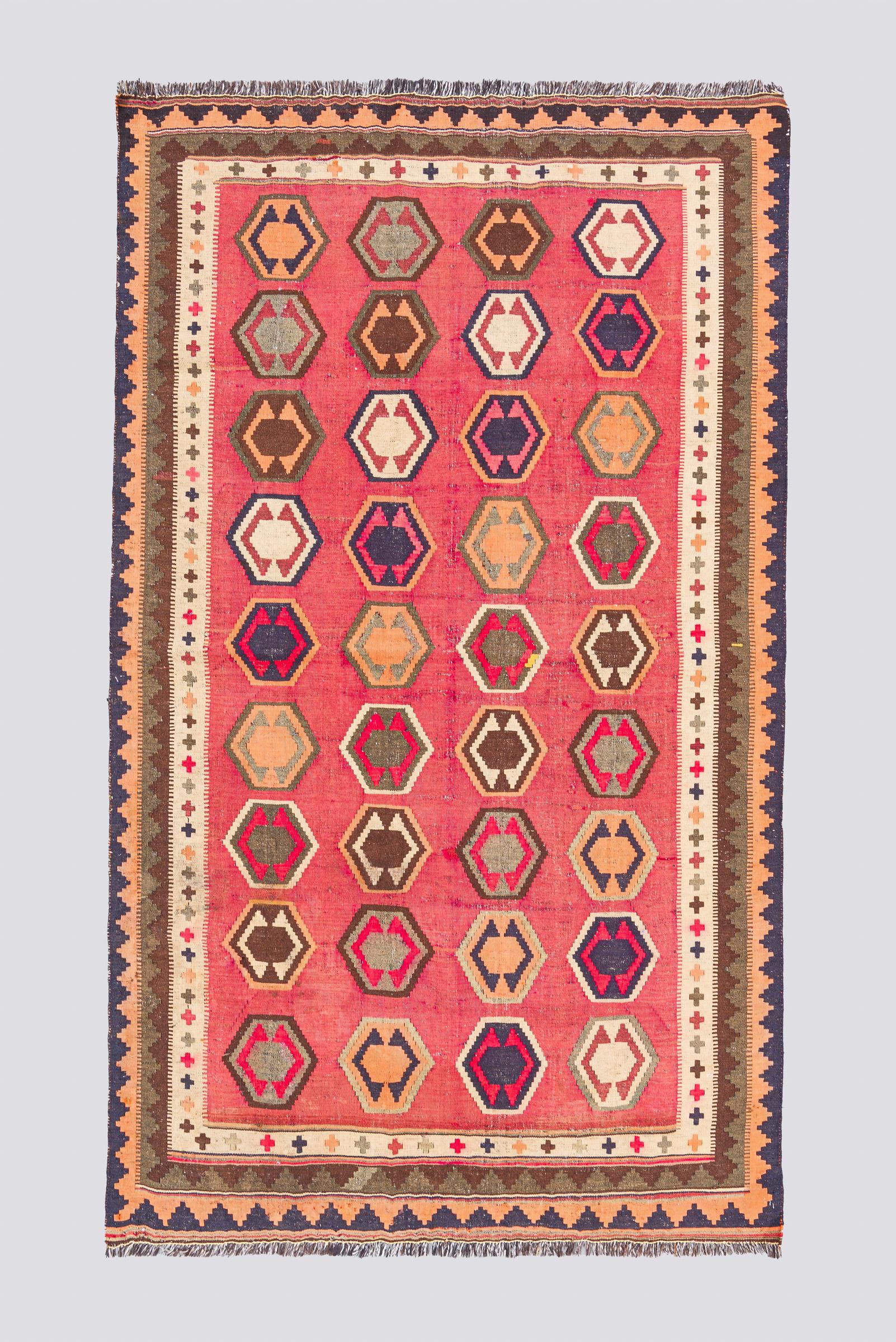 Vintage Qashqai Eye Kilim with Goats Hair