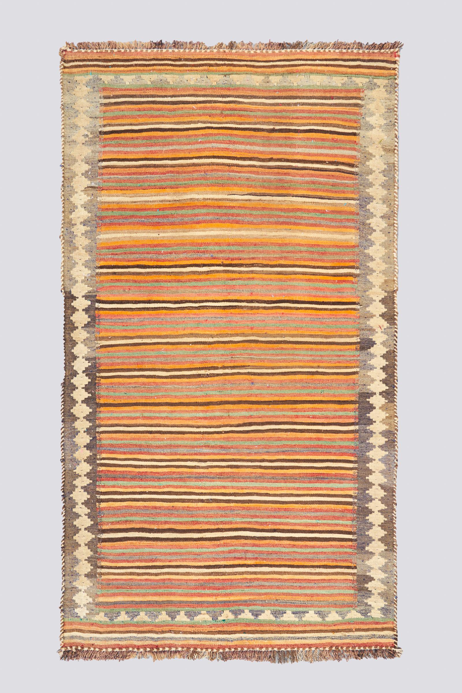 Vintage Qashqai Color Stripe Kilim