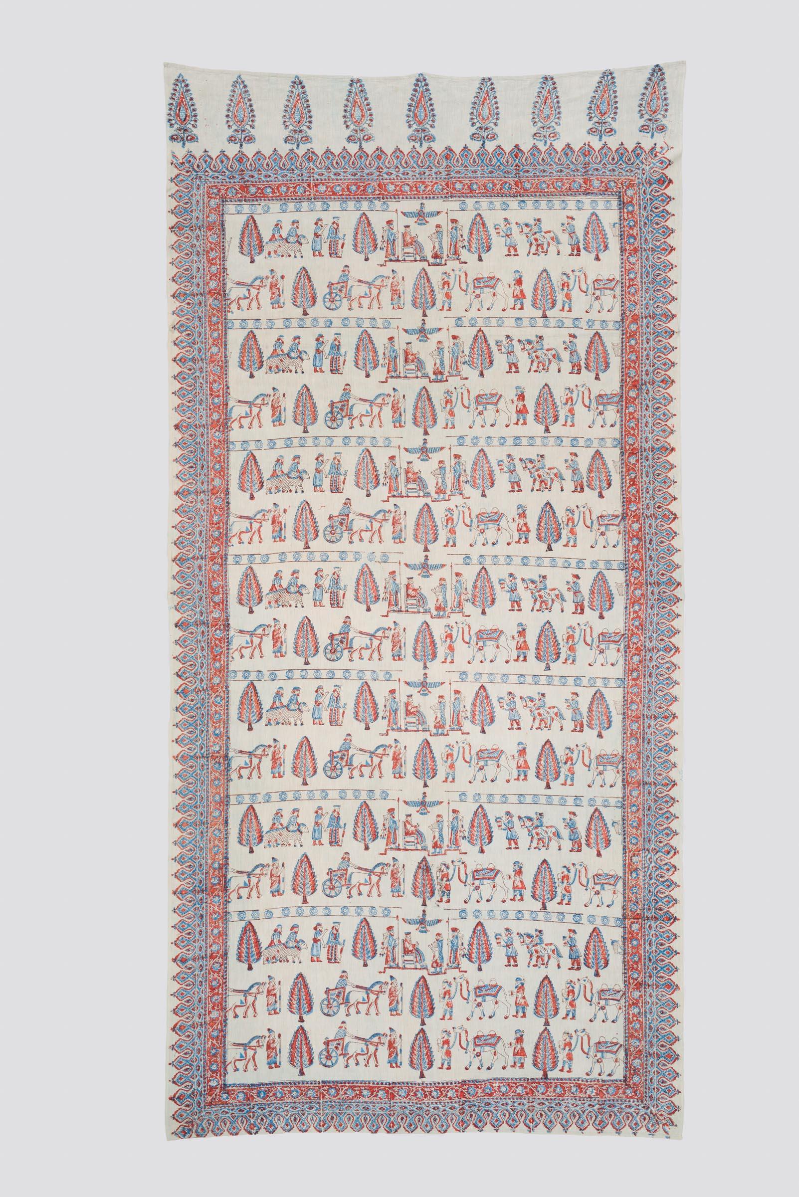 Antique Qalamkar Block Print Persepolis motif