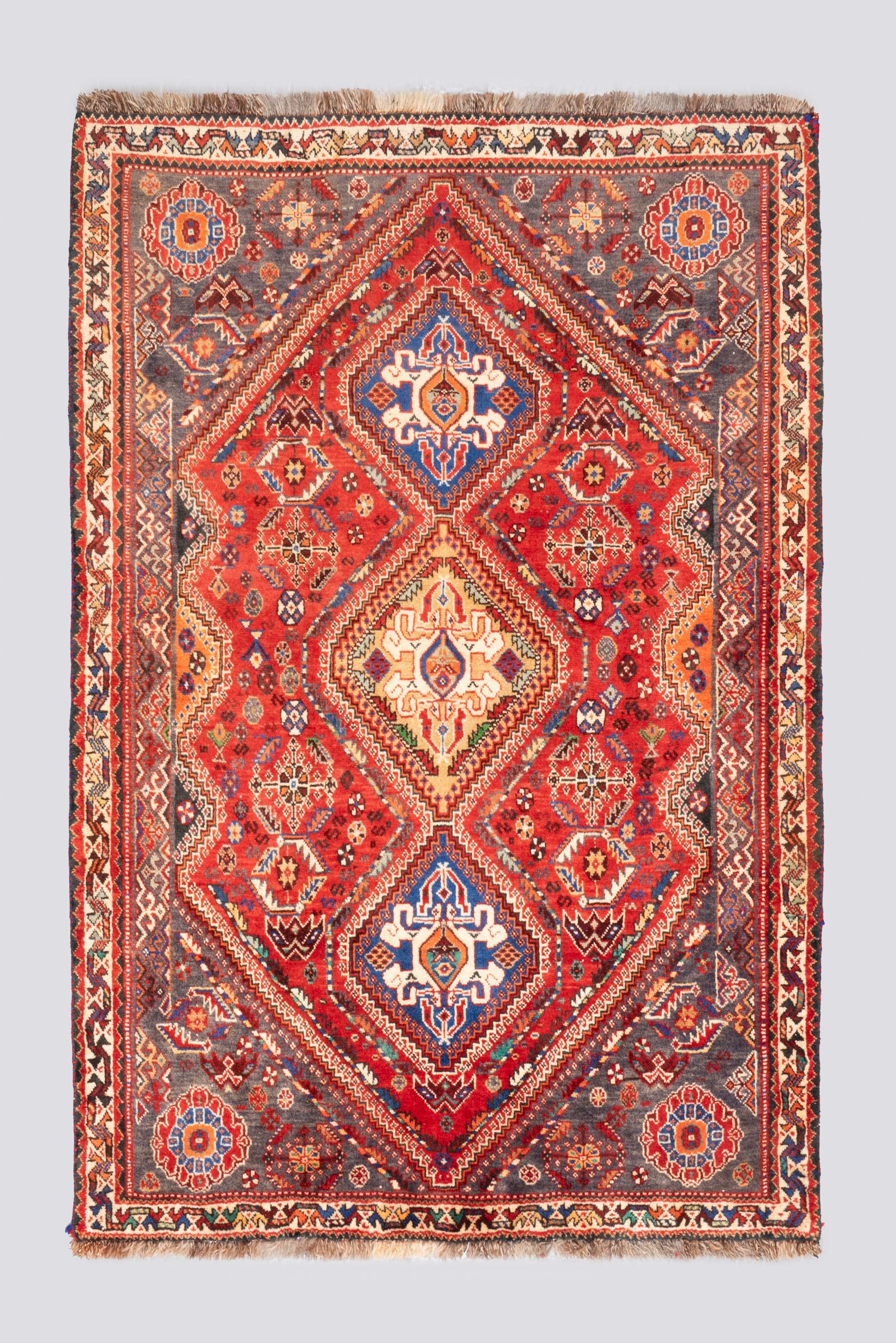 Vintage Qashqai Eqlid Triple Toranj Carpet 2.2 SQM
