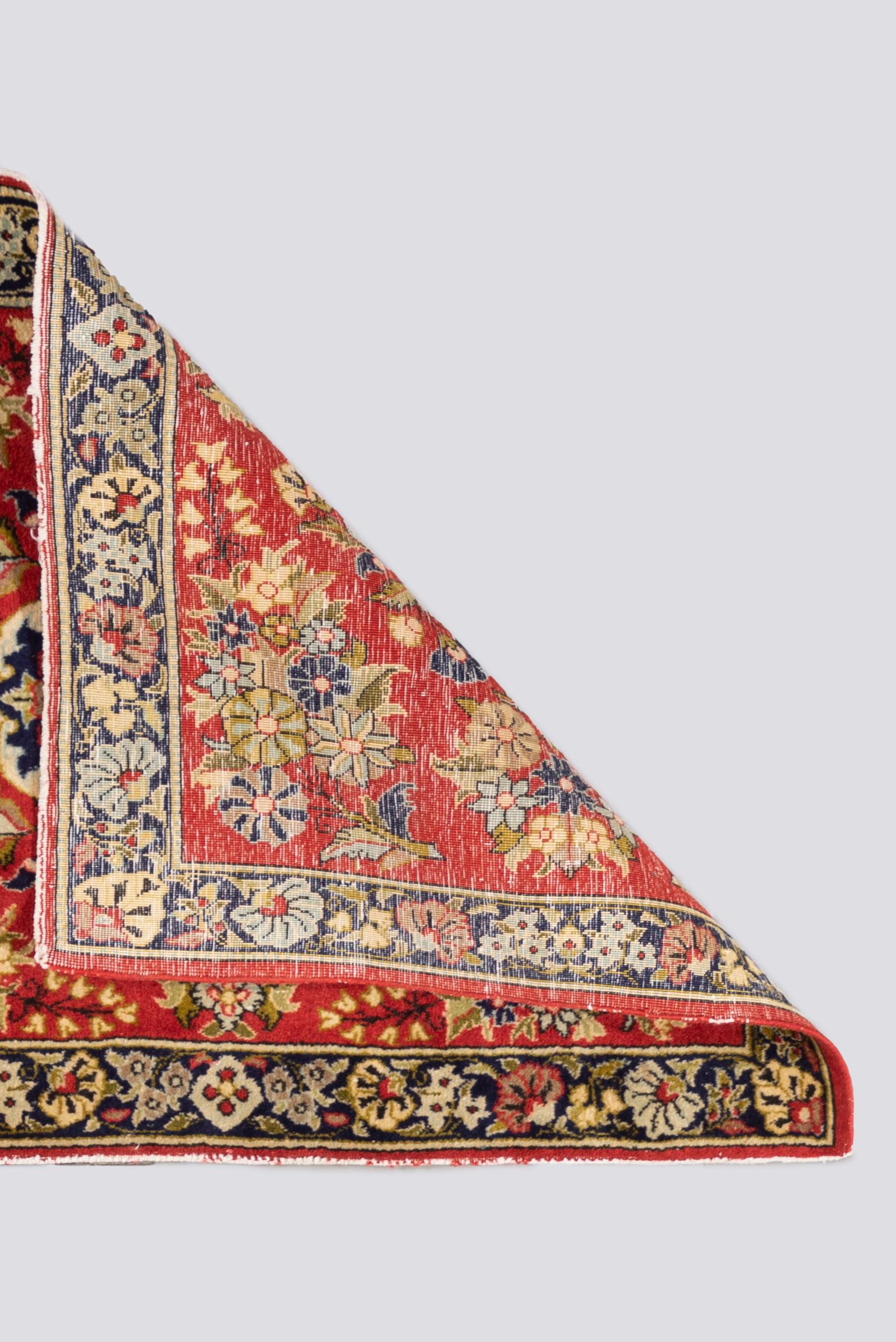 Vintage Tabriz Persian Poshti Rug .