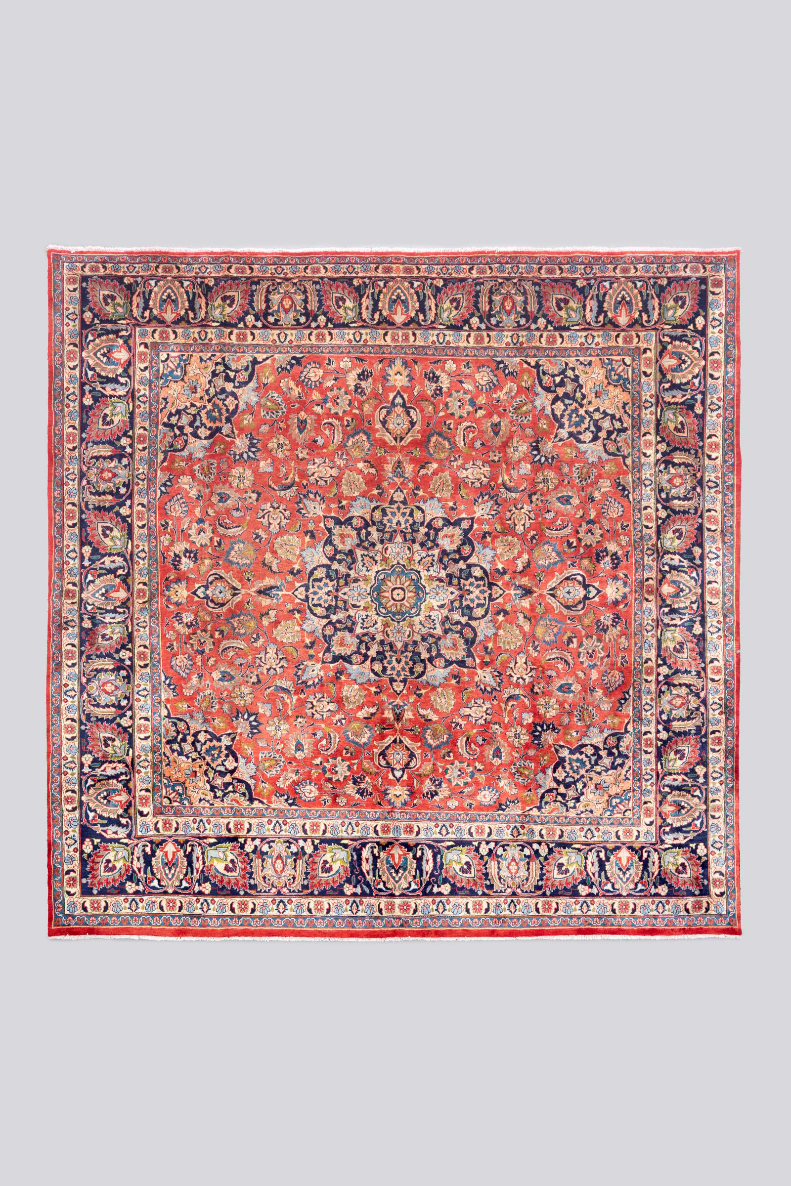 Vintage Mashhad Lachak Toranj Floral Square Carpet 8.7 SQM