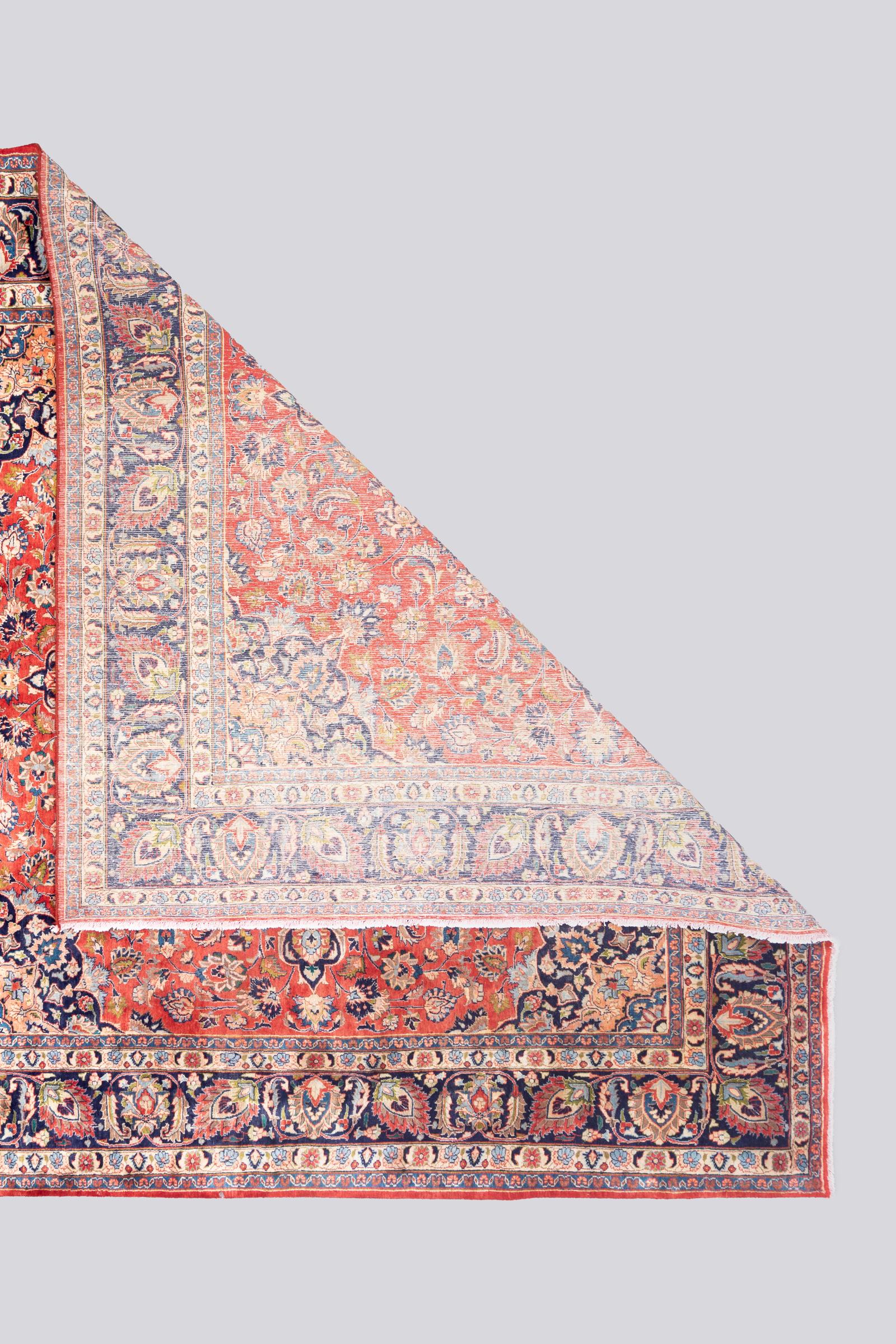 Vintage Mashhad Lachak Toranj Floral Square Persian Rug