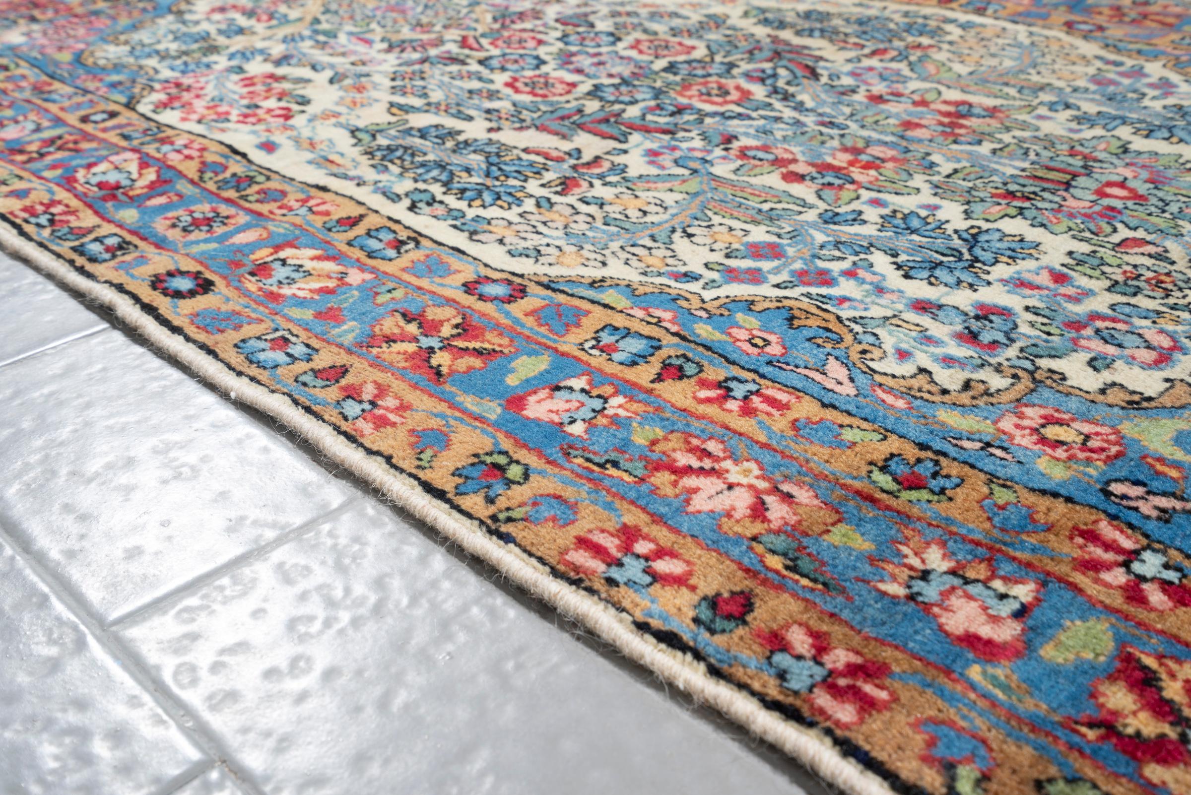 Vintage Floral Kerman fine Persian Rug
