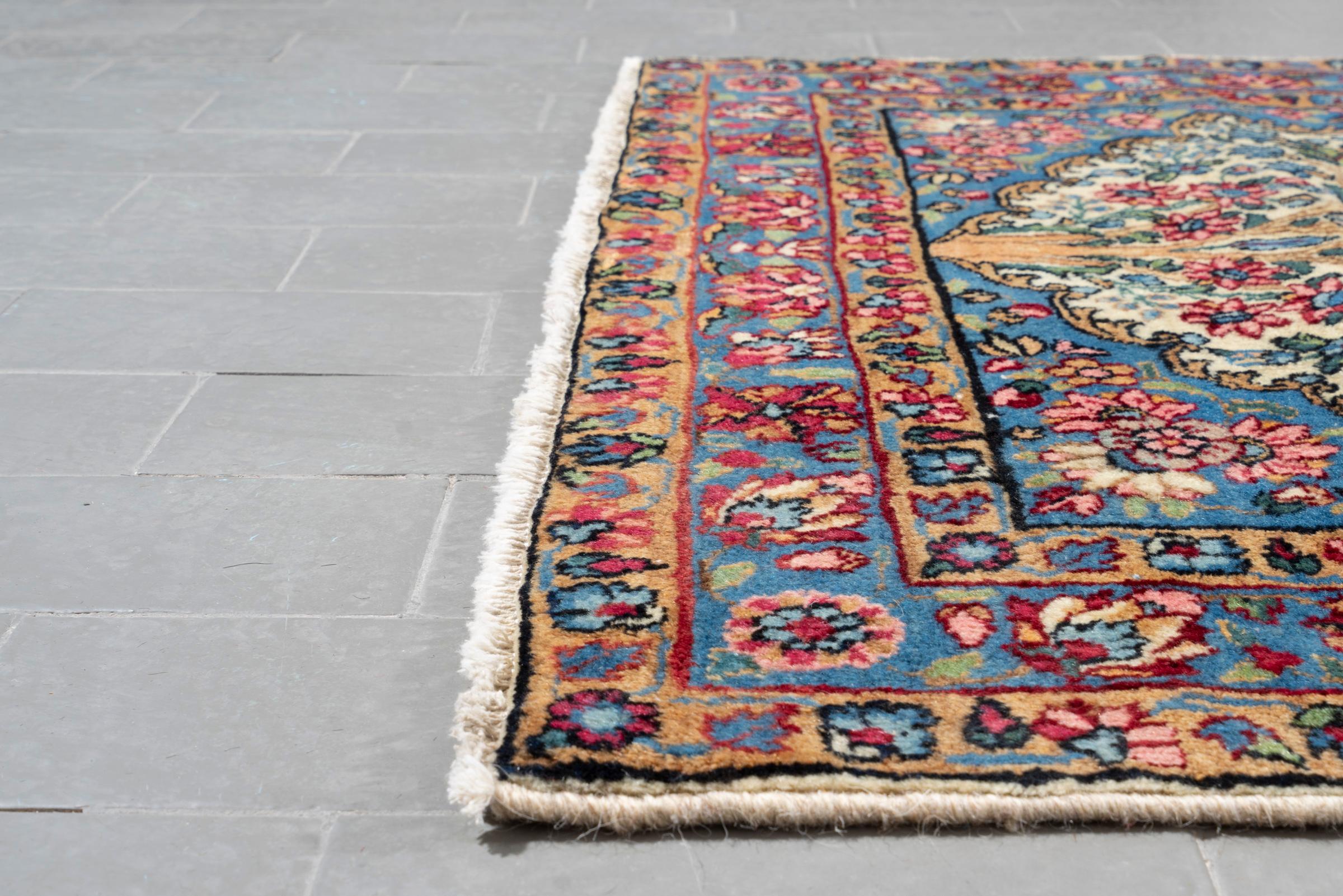 Vintage Floral Kerman fine Persian Rug