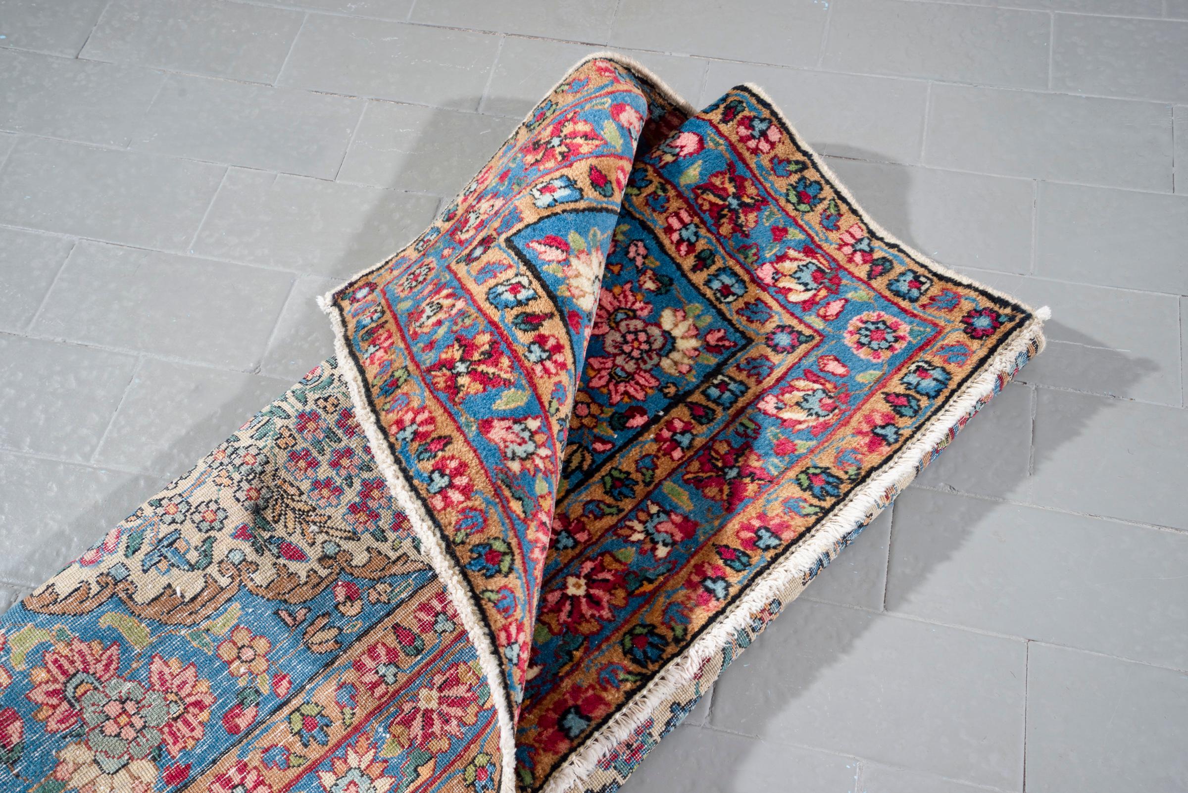 Vintage Floral Kerman fine Persian Rug