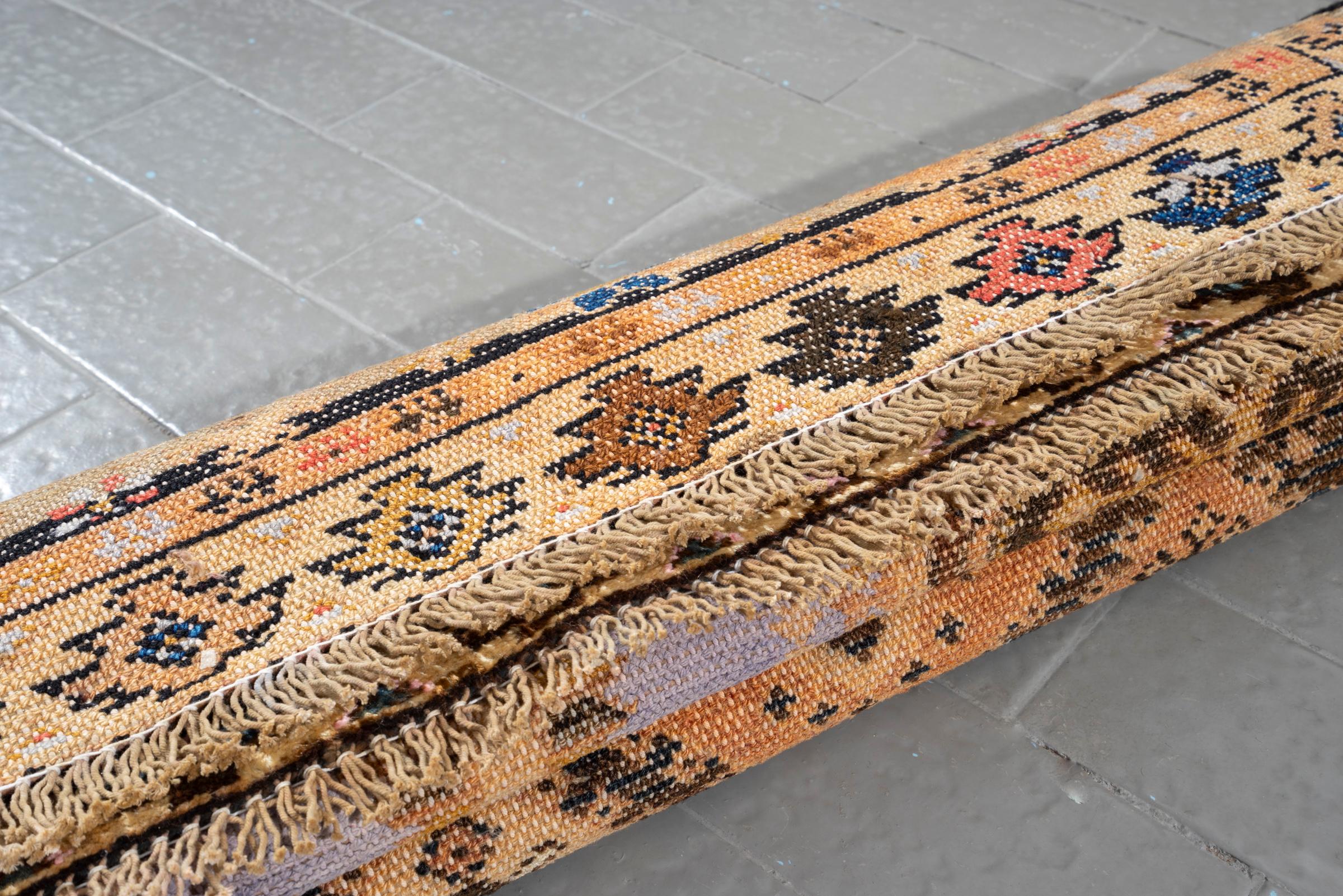 Vintage Bakhtiari cream Lattice Persian Rug
