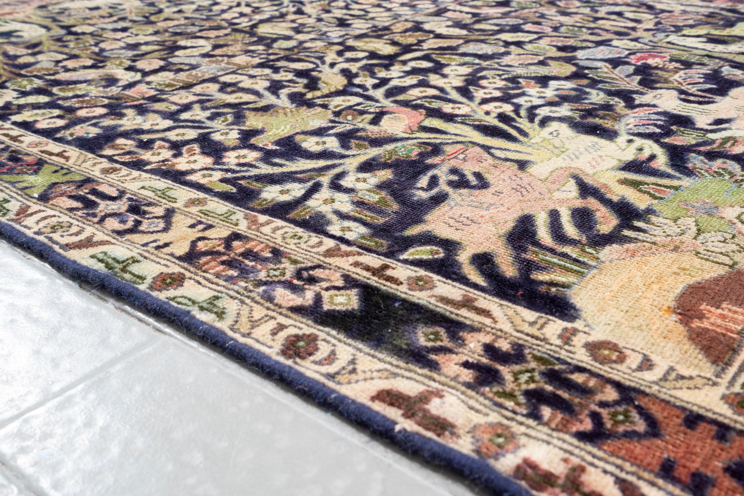 Vintage Zabol Pictorial Persian Rug