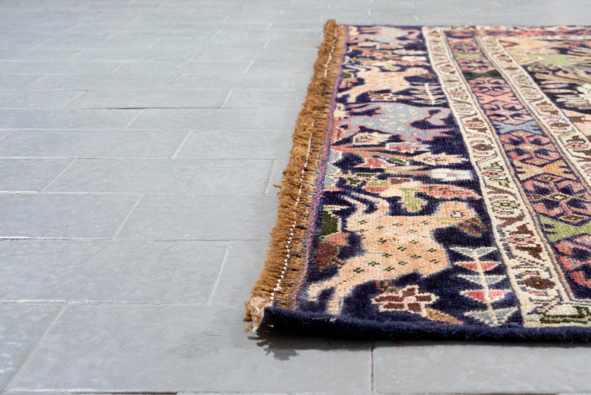 Vintage Zabol Pictorial Persian Rug
