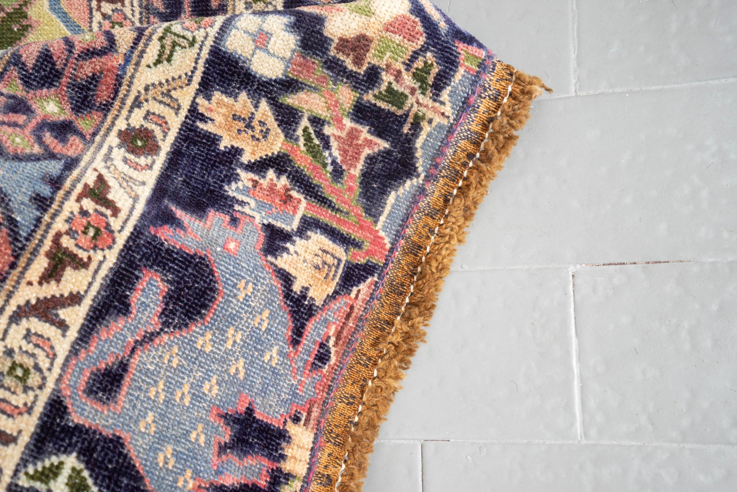 Vintage Zabol Pictorial Persian Rug