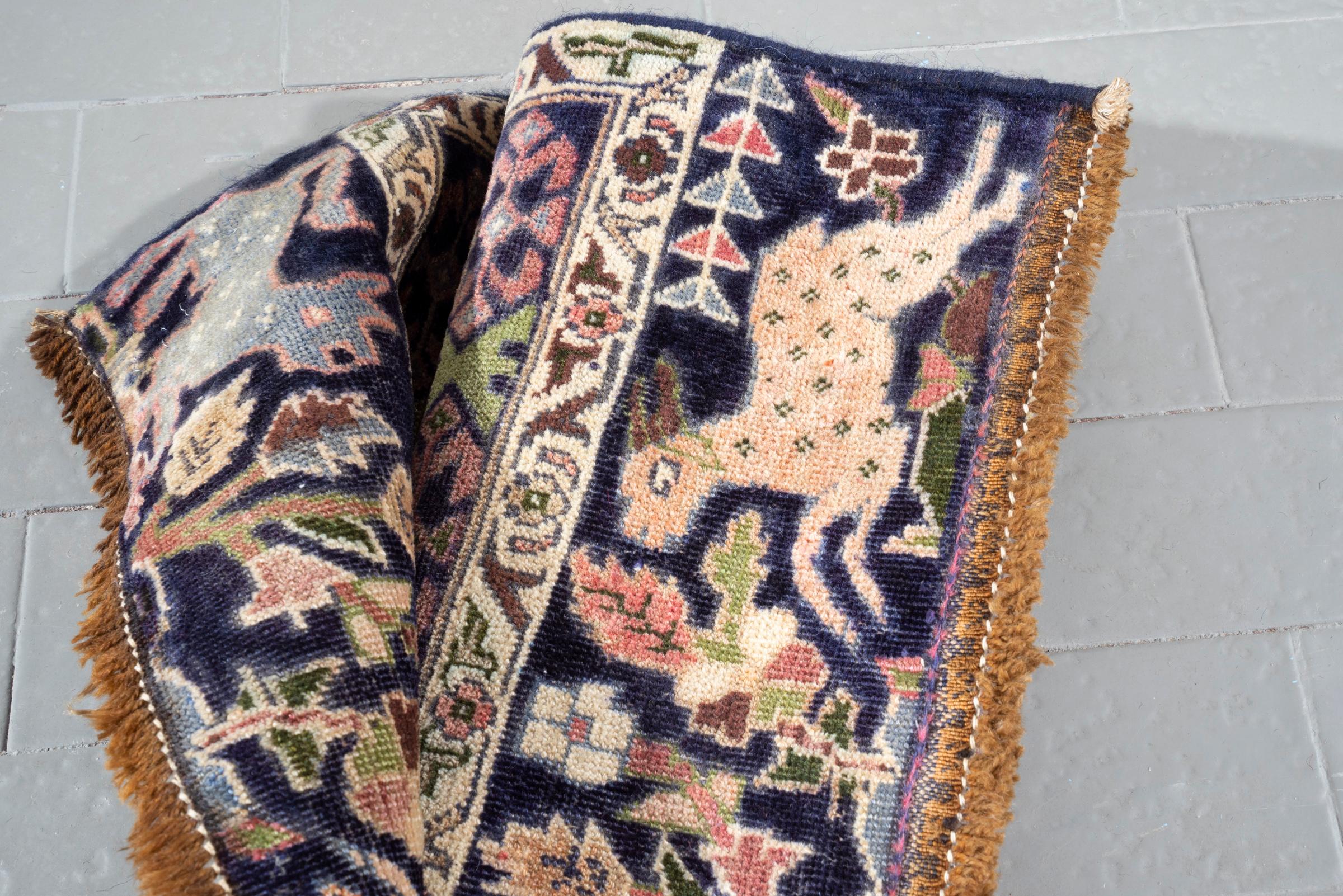 Vintage Zabol Pictorial Persian Rug