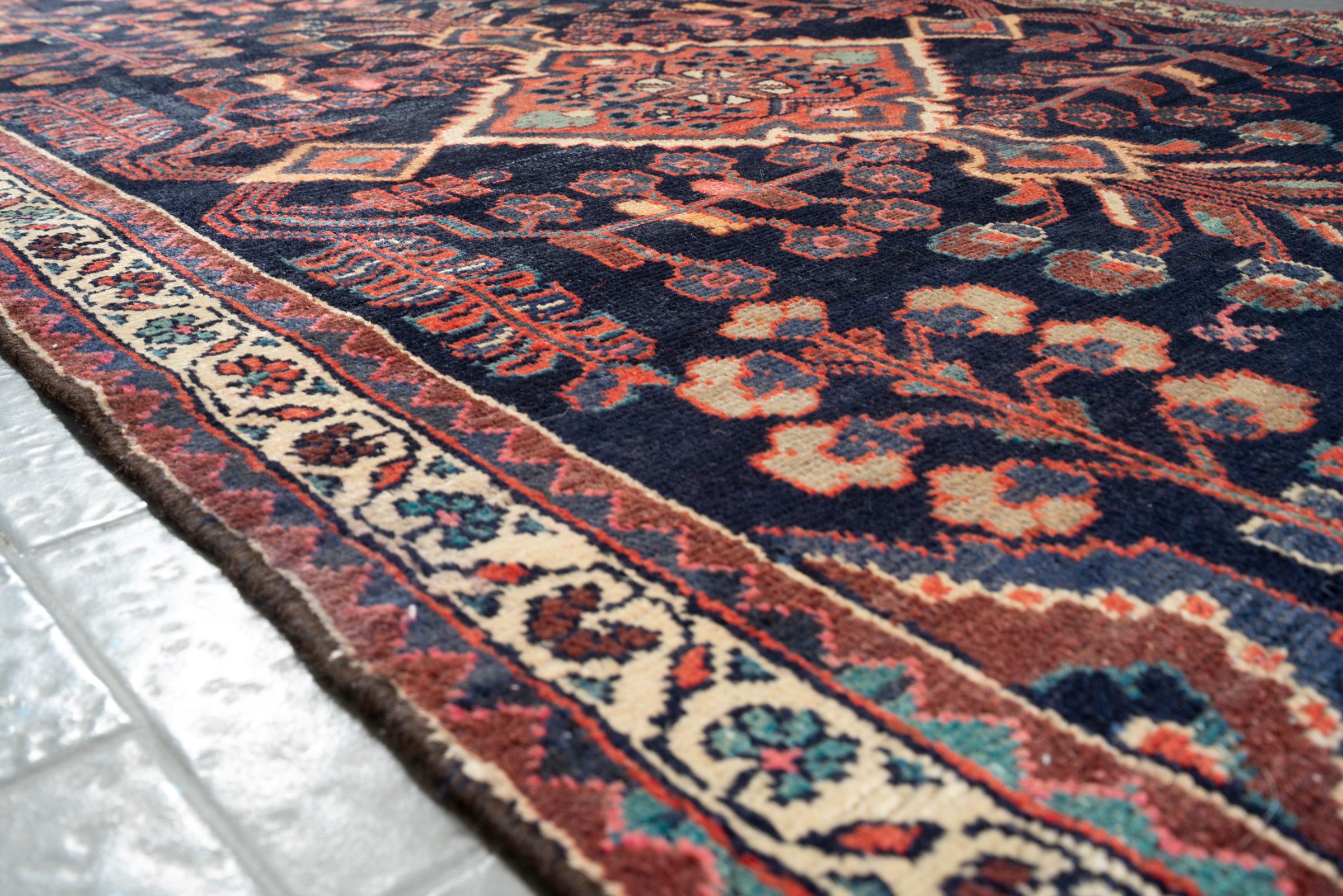 Vintage Bakhtiari Hassanabad Afshan Persian Rug