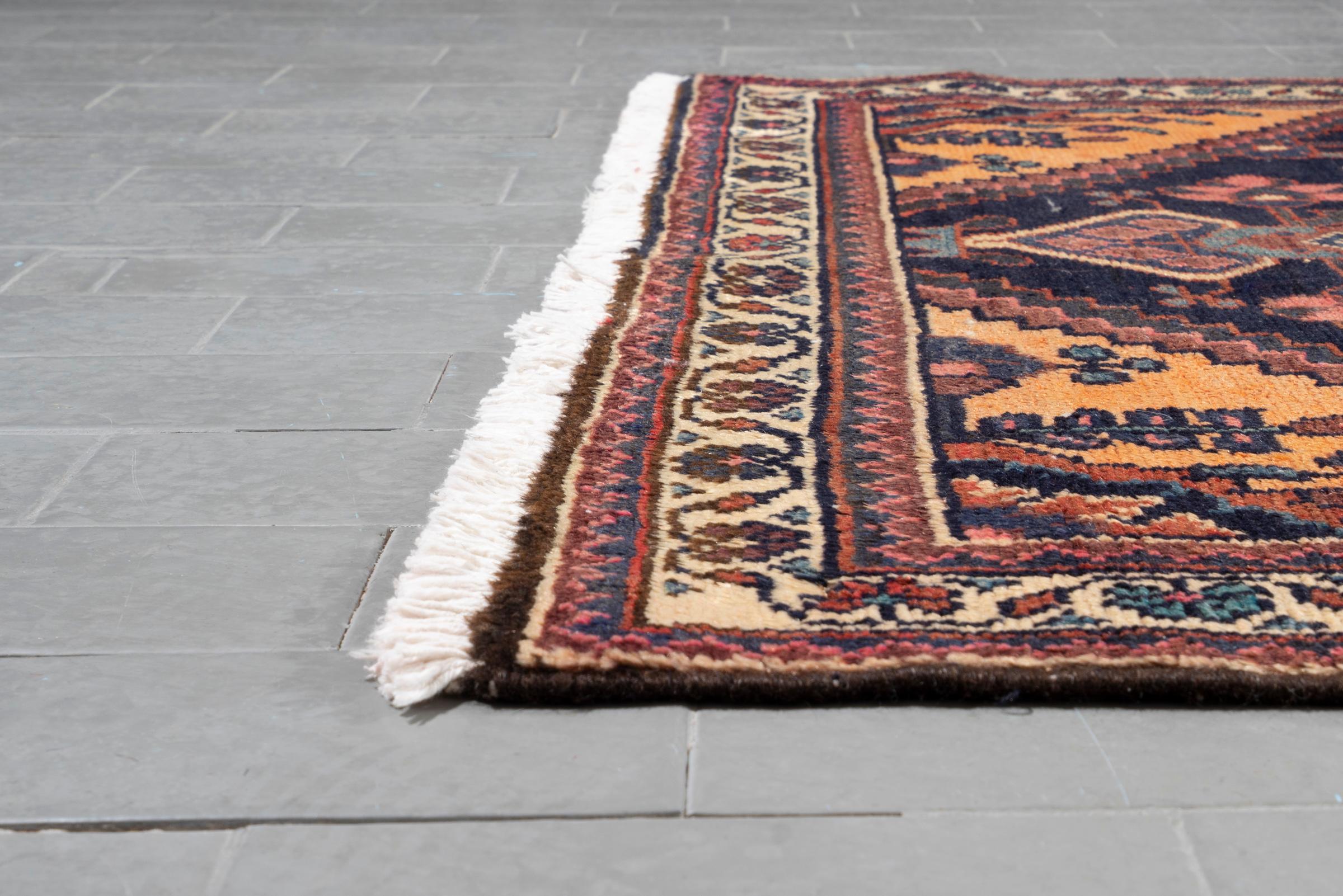 Vintage Bakhtiari Hassanabad Afshan Persian Rug