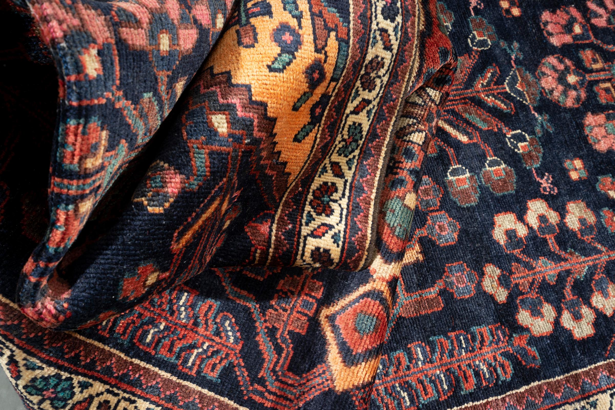 Vintage Bakhtiari Hassanabad Afshan Persian Rug