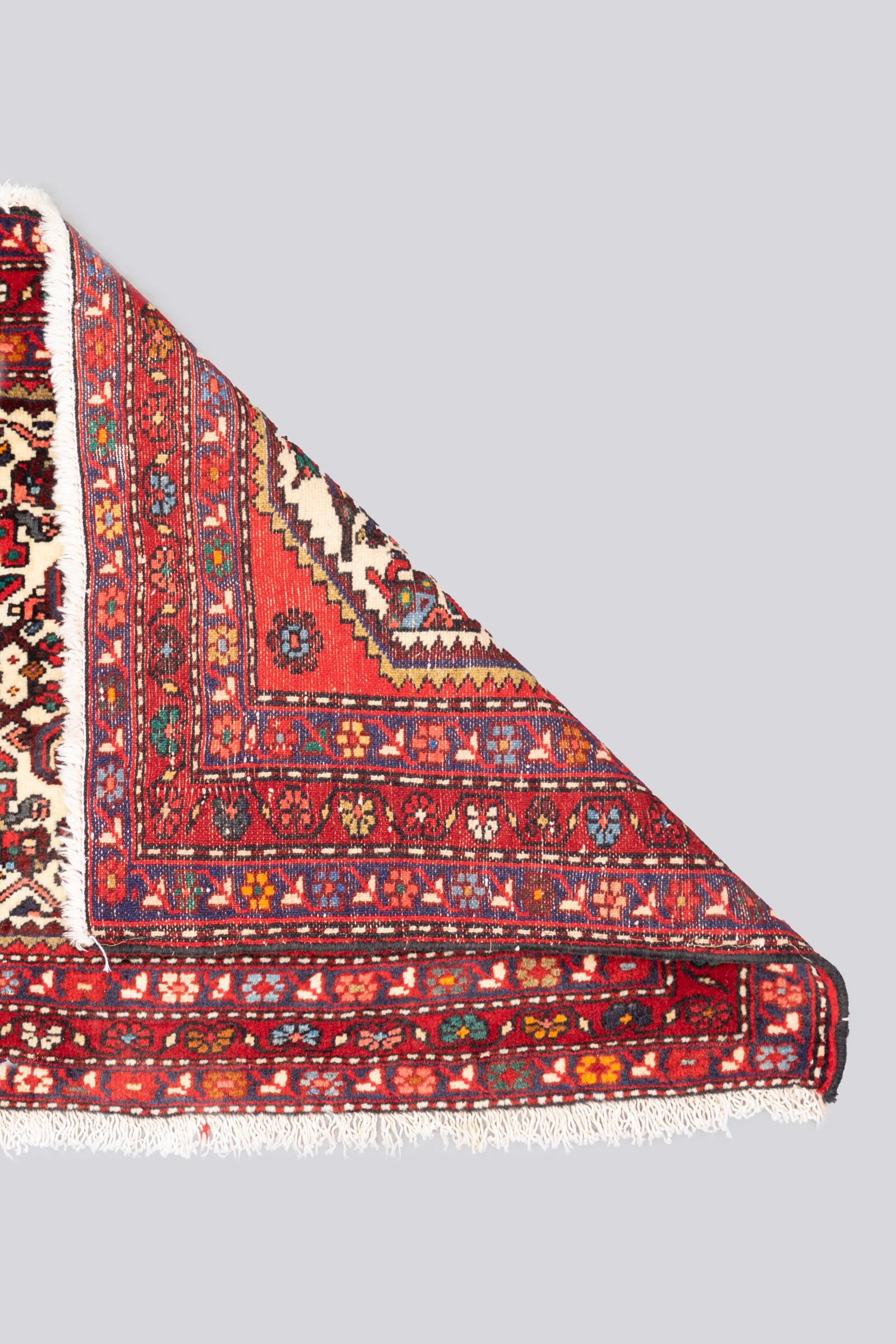 Vintage Rudbar Mahi Persian Poshti Rug 1