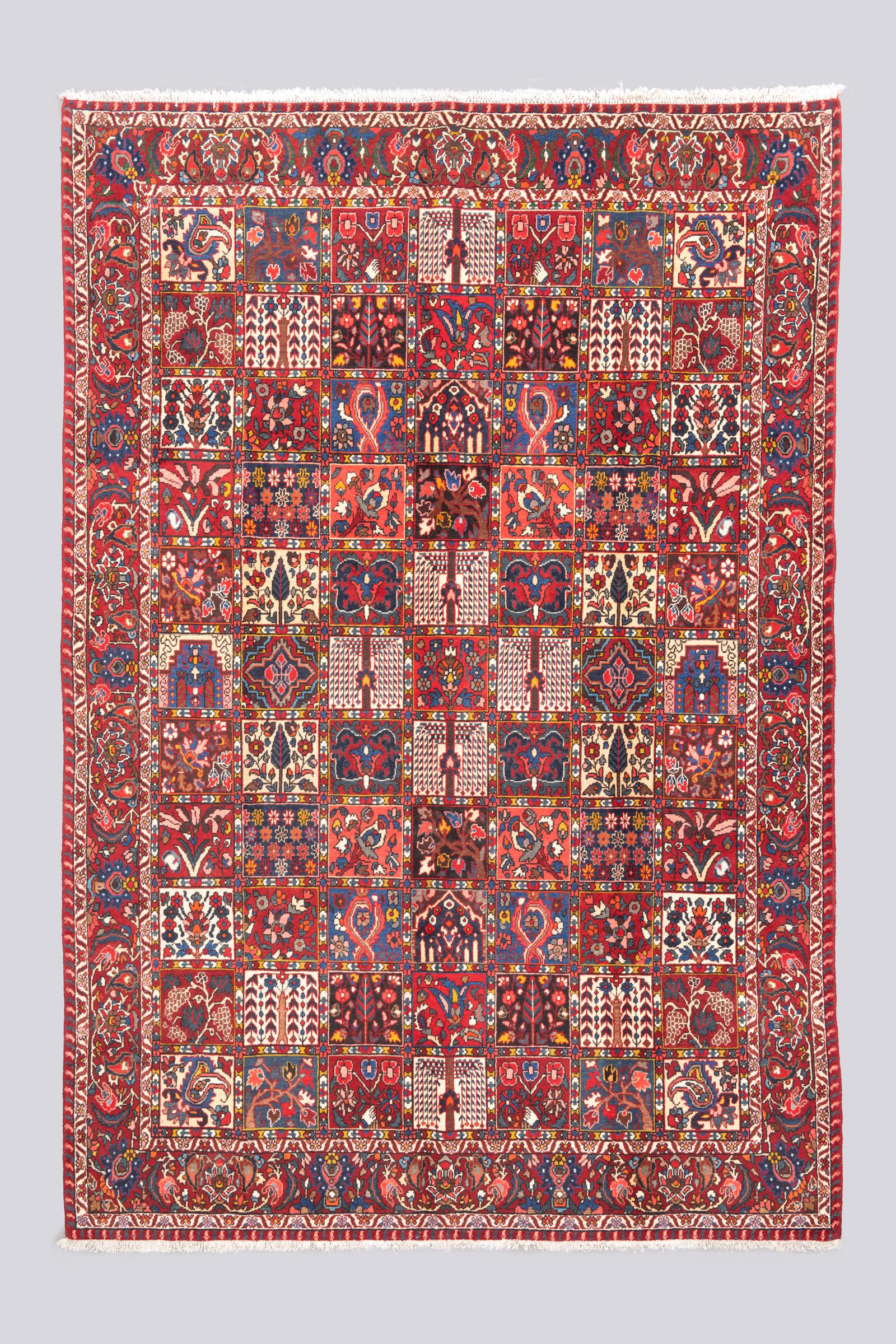 Vintage Bakhtiari Persian garden Kheshti Carpet 6.5 SQM
