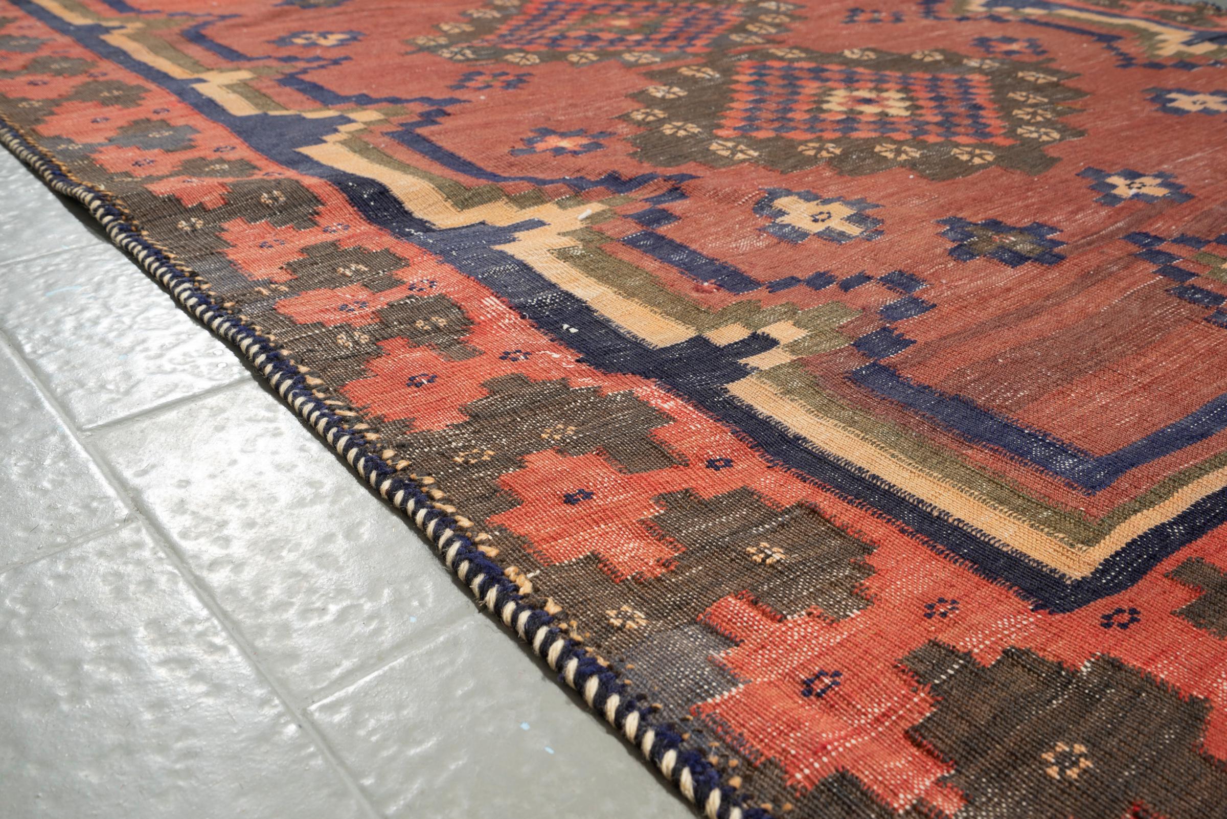 Antique Afshar Double Toranj Persian Kilim Rug