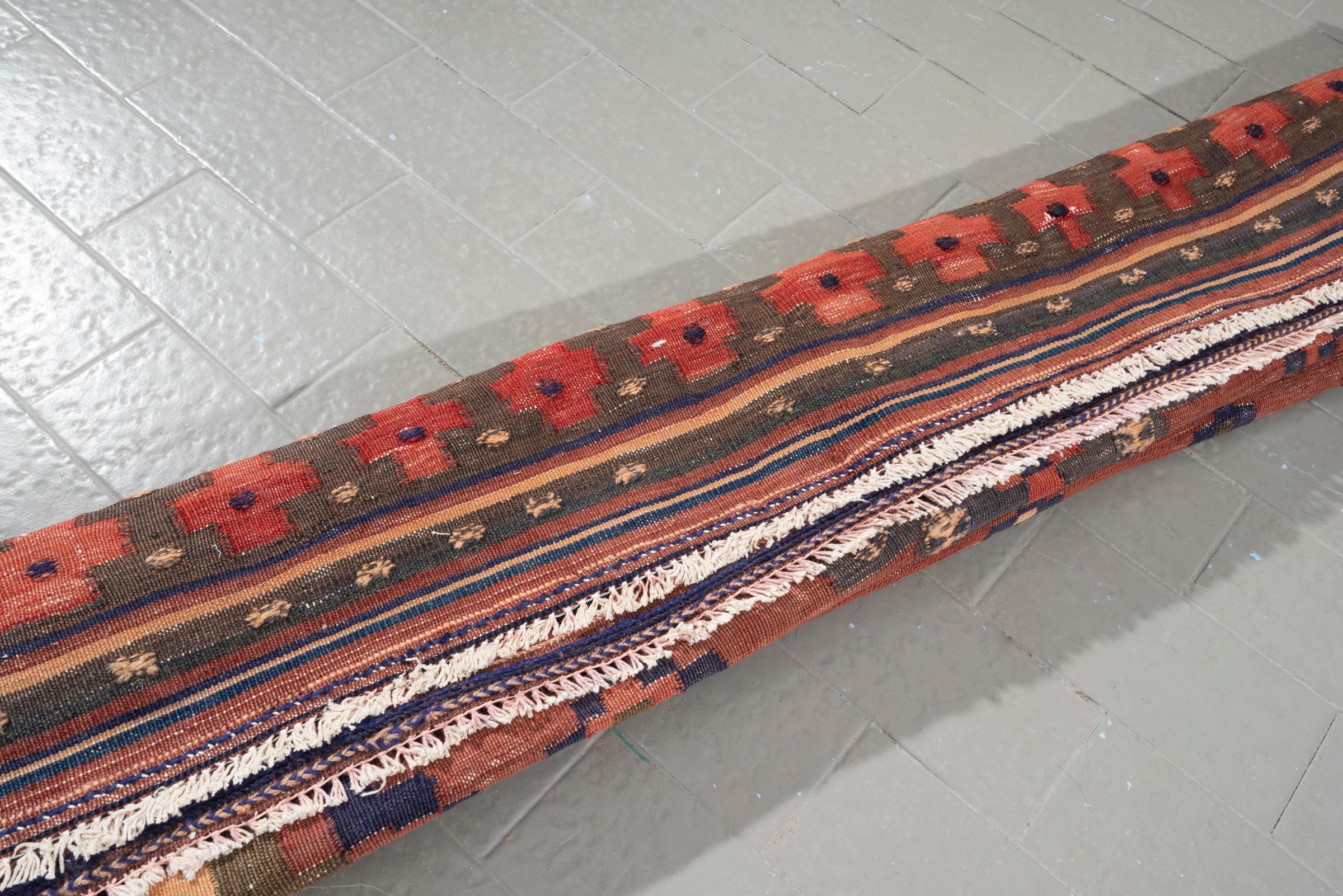 Antique Afshar Double Toranj Persian Kilim Rug