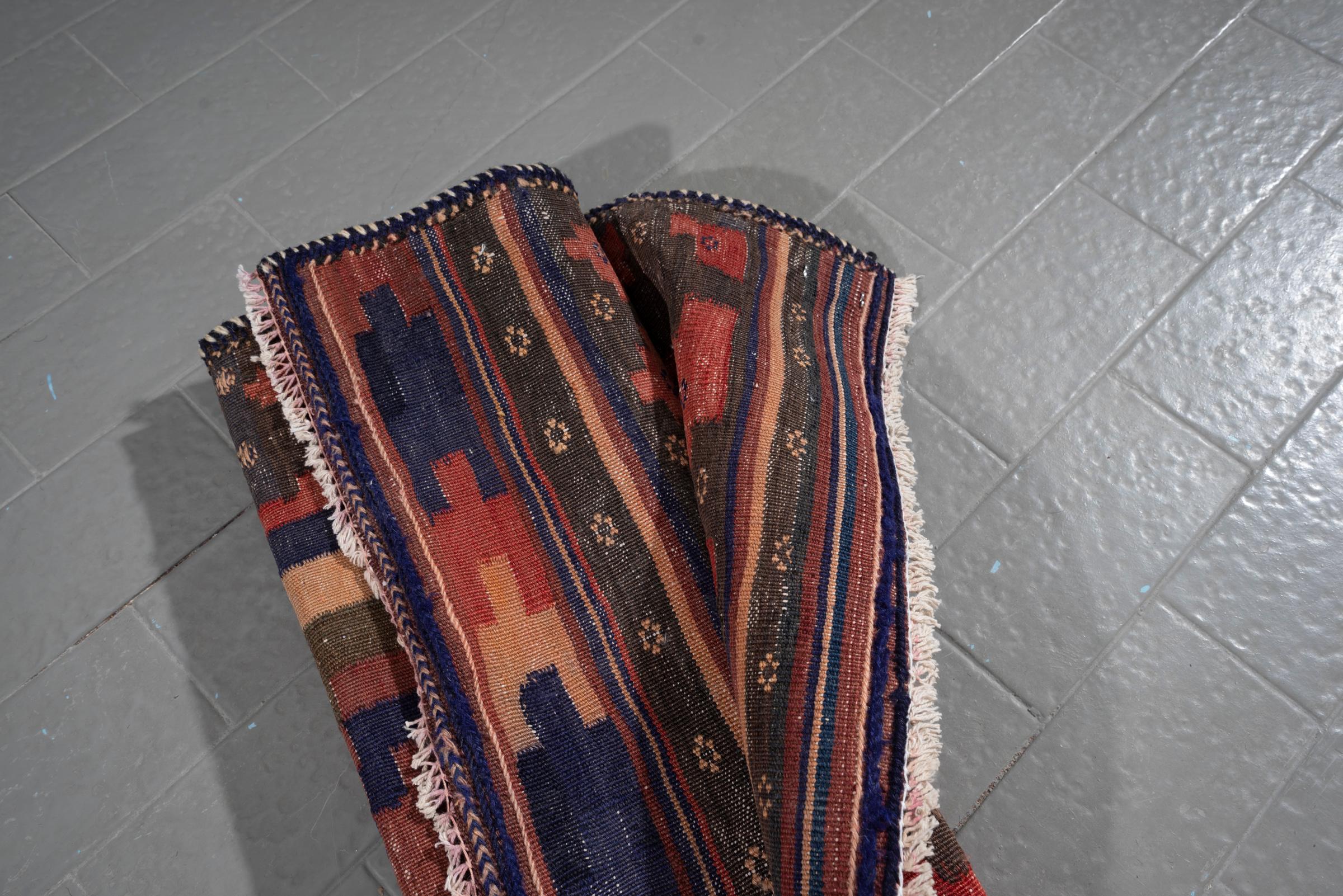 Antique Afshar Double Toranj Persian Kilim Rug