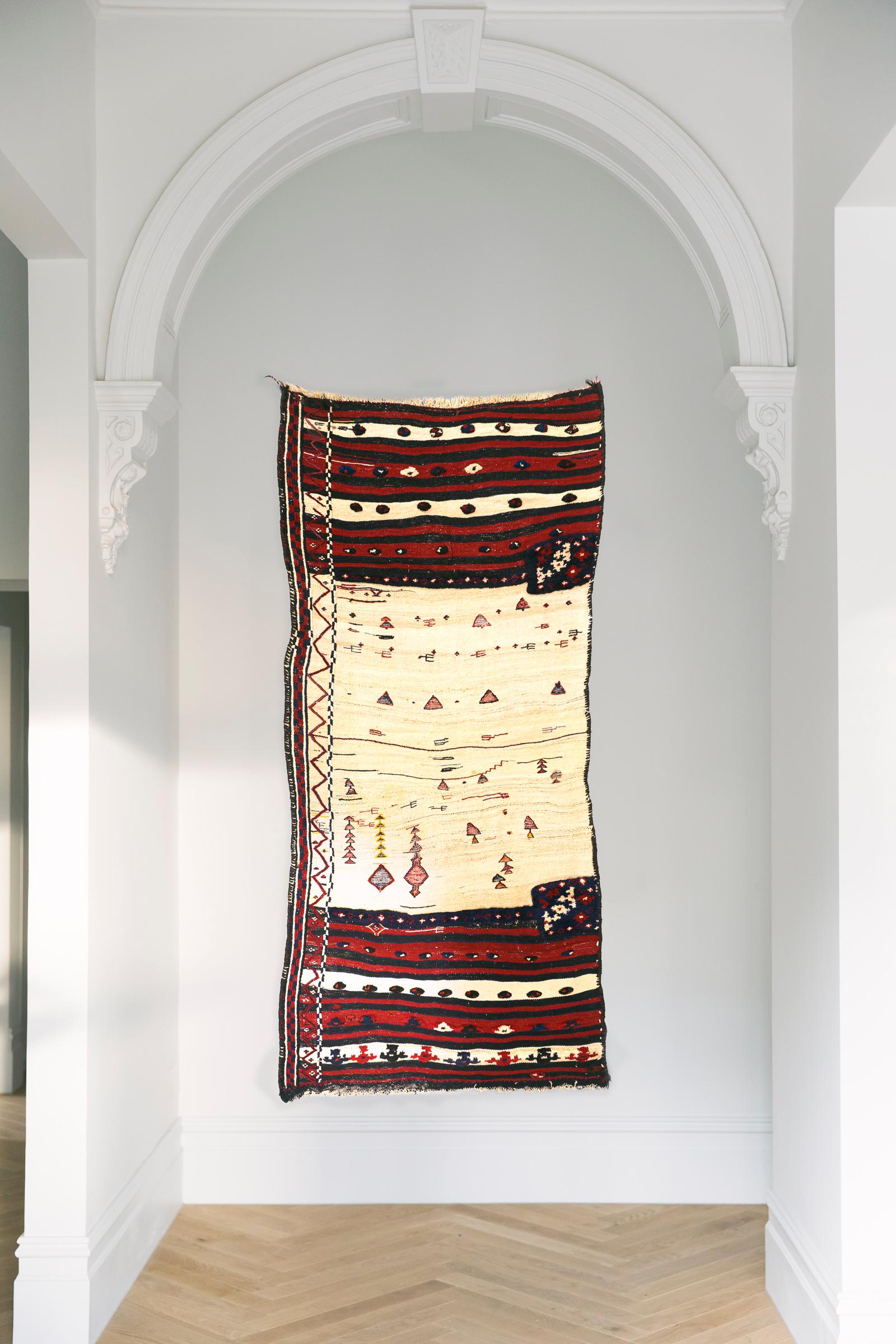 Antique Bakhtiari Tache, Wall Art Kilim