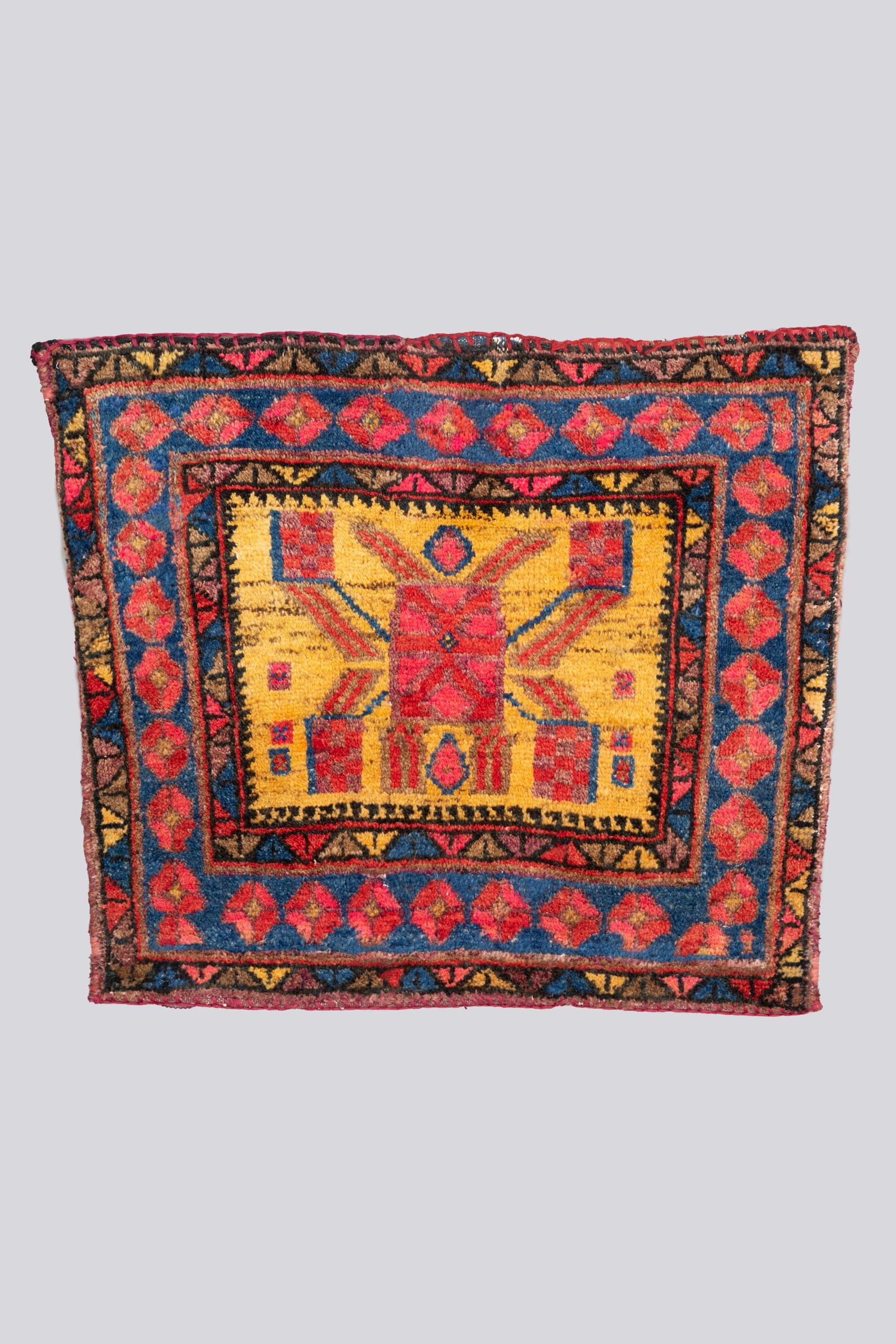 Vintage Afshar Golfarang Carpet Saddle bag face 2