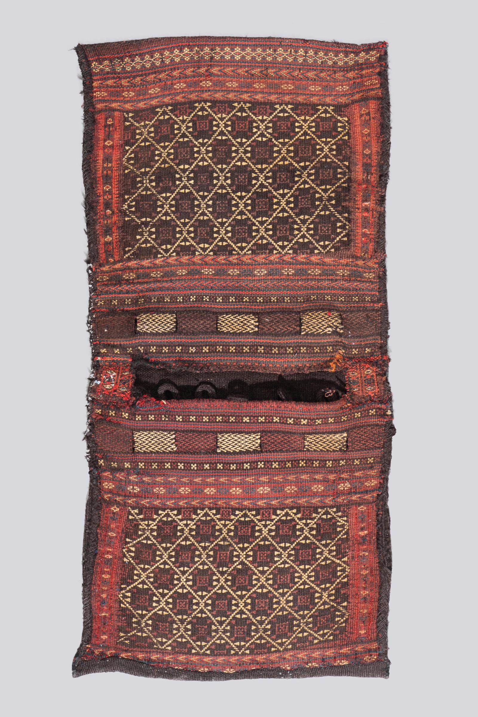 Antique Baluch Jiroft Goat's hair Soumak Saddlebag