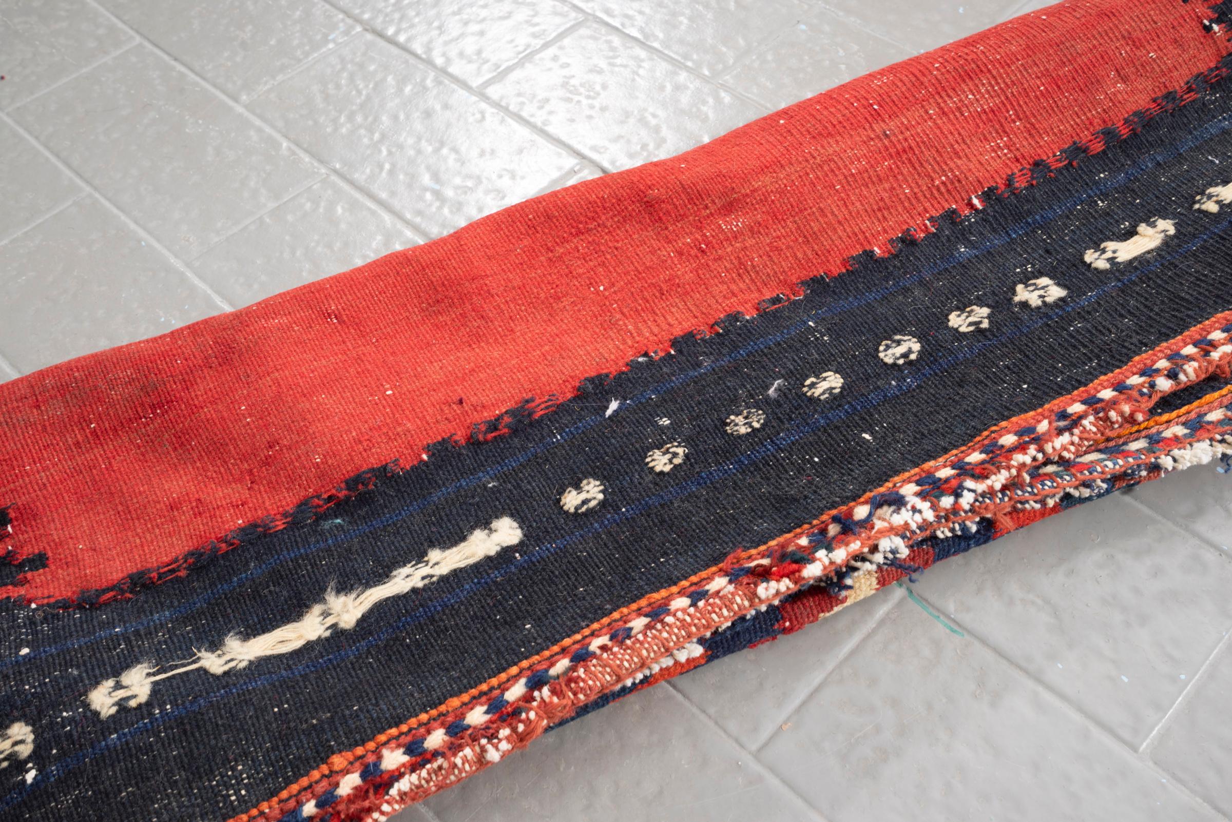 Antique Afshar Crimson Toranj Persian Sofreh Rug