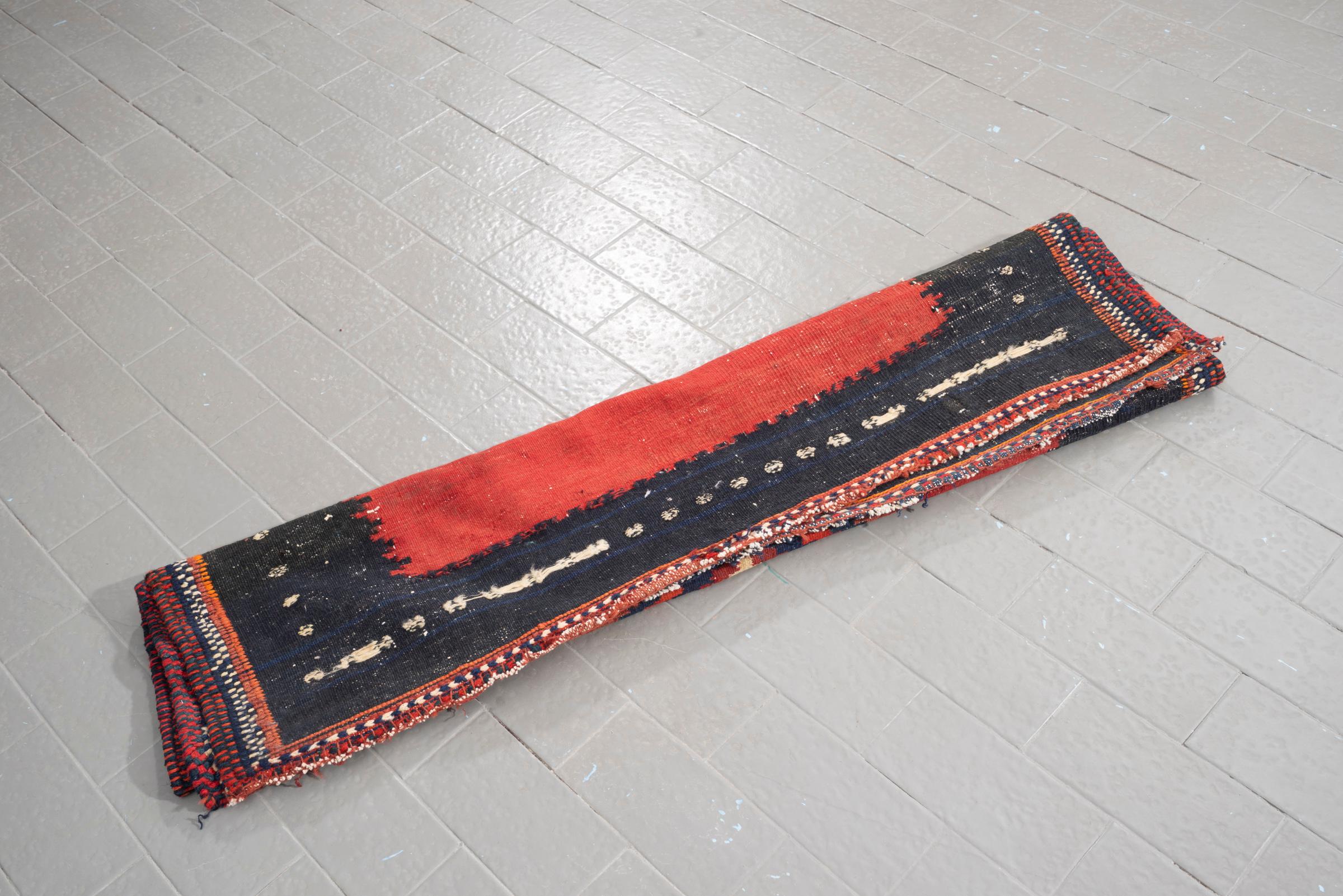 Antique Afshar Crimson Toranj Persian Sofreh Rug