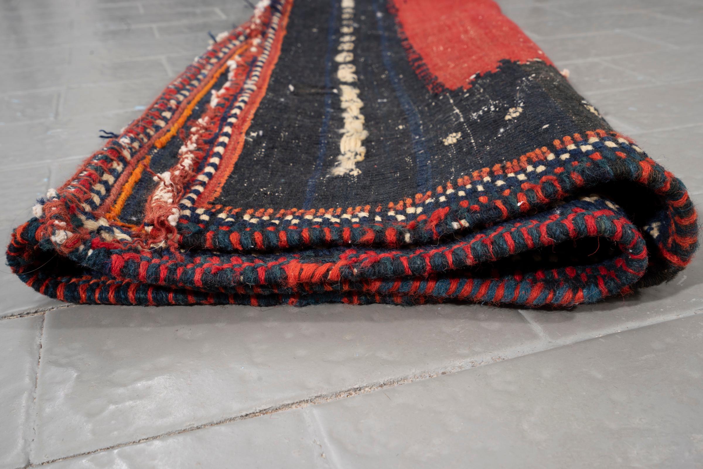 Antique Afshar Crimson Toranj Persian Sofreh Rug