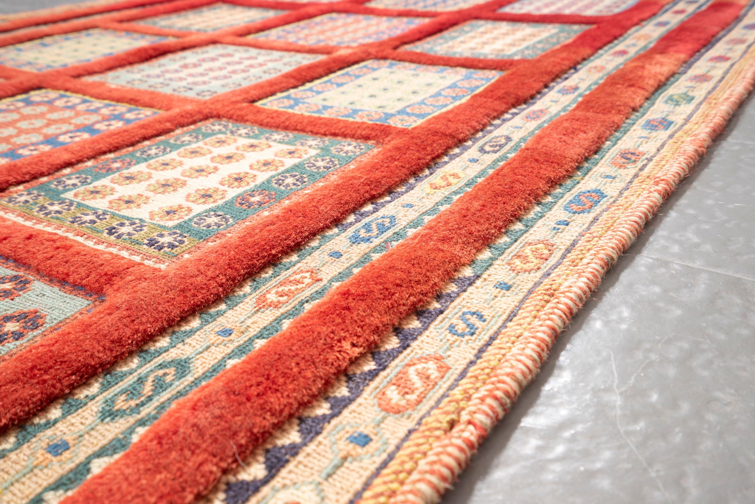 Vintage Sirjan Fine Pile Persian Soumak Rug