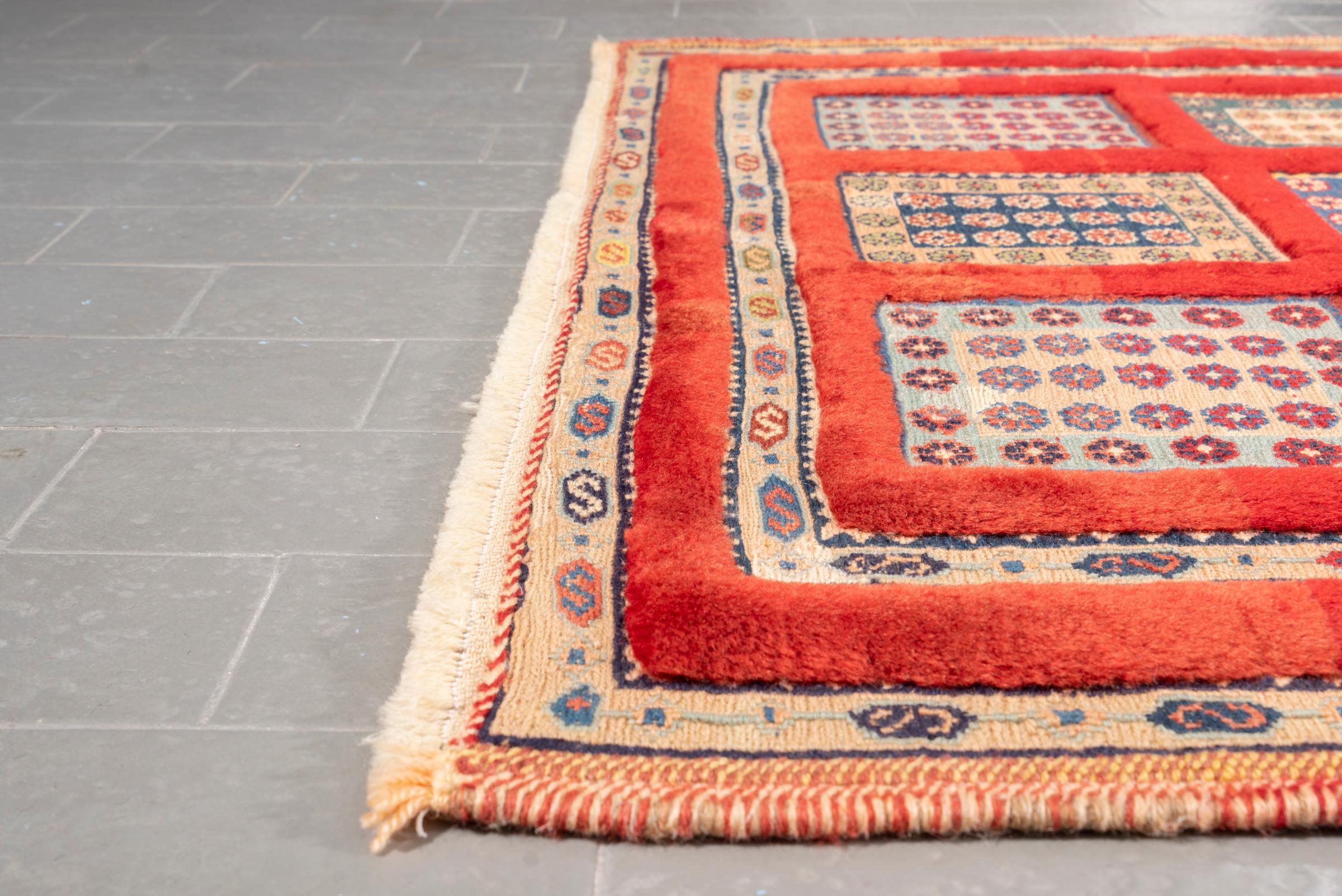 Vintage Sirjan Fine Pile Persian Soumak Rug