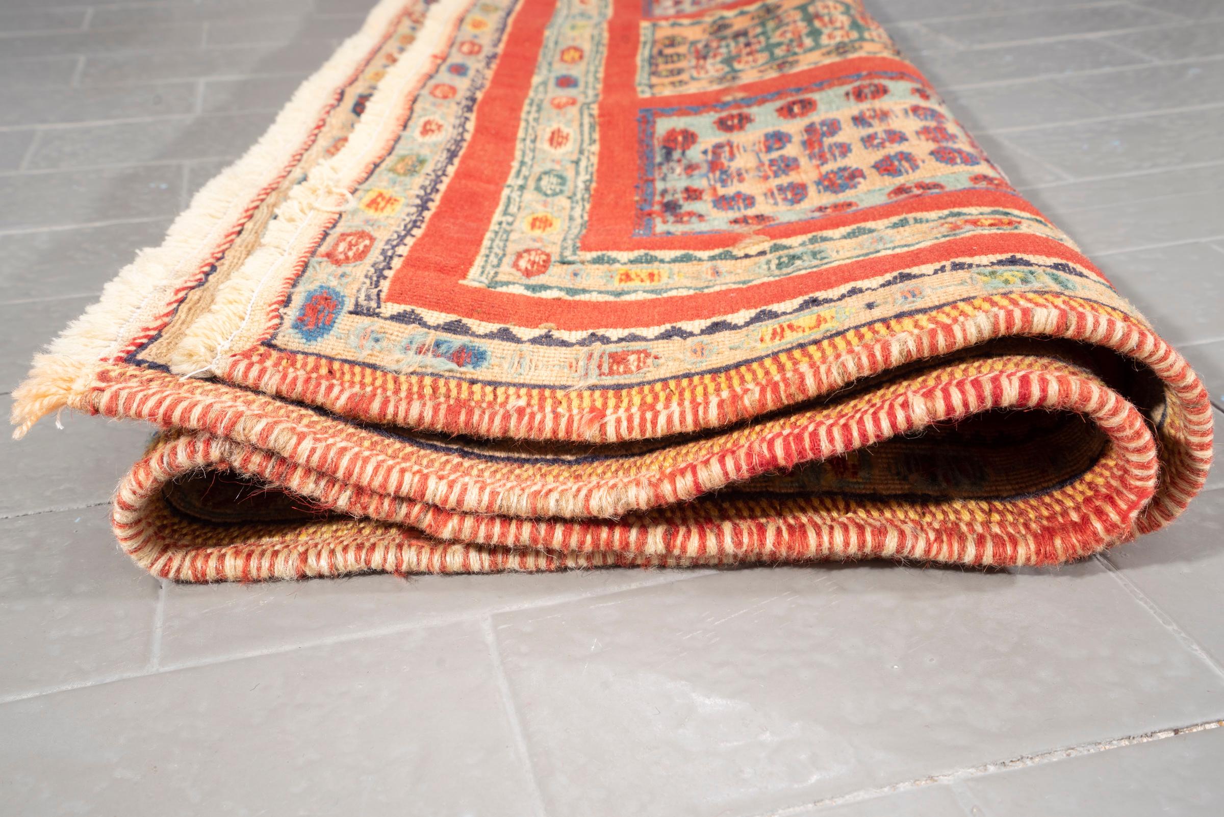 Vintage Sirjan Fine Pile Persian Soumak Rug